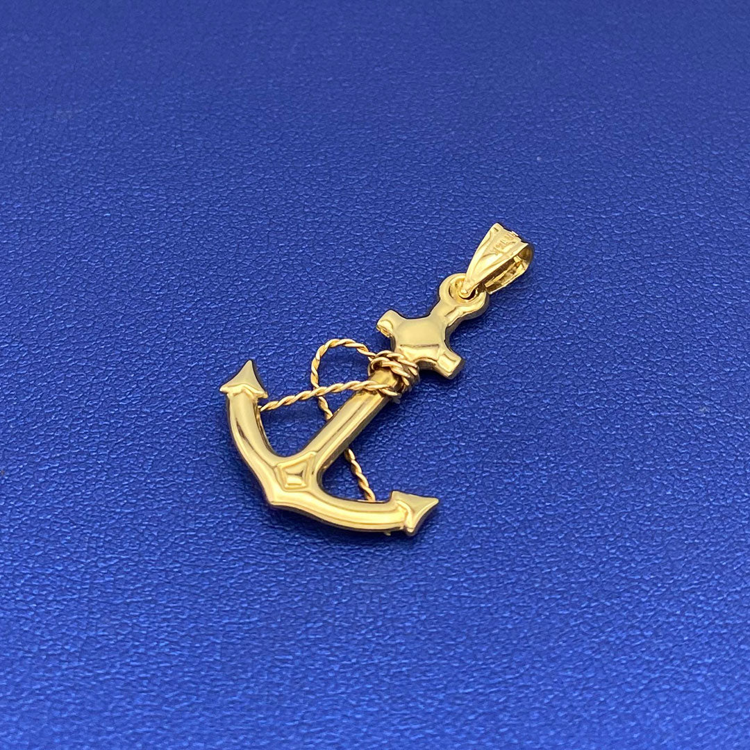 14k Anchor with Rope Pendant
