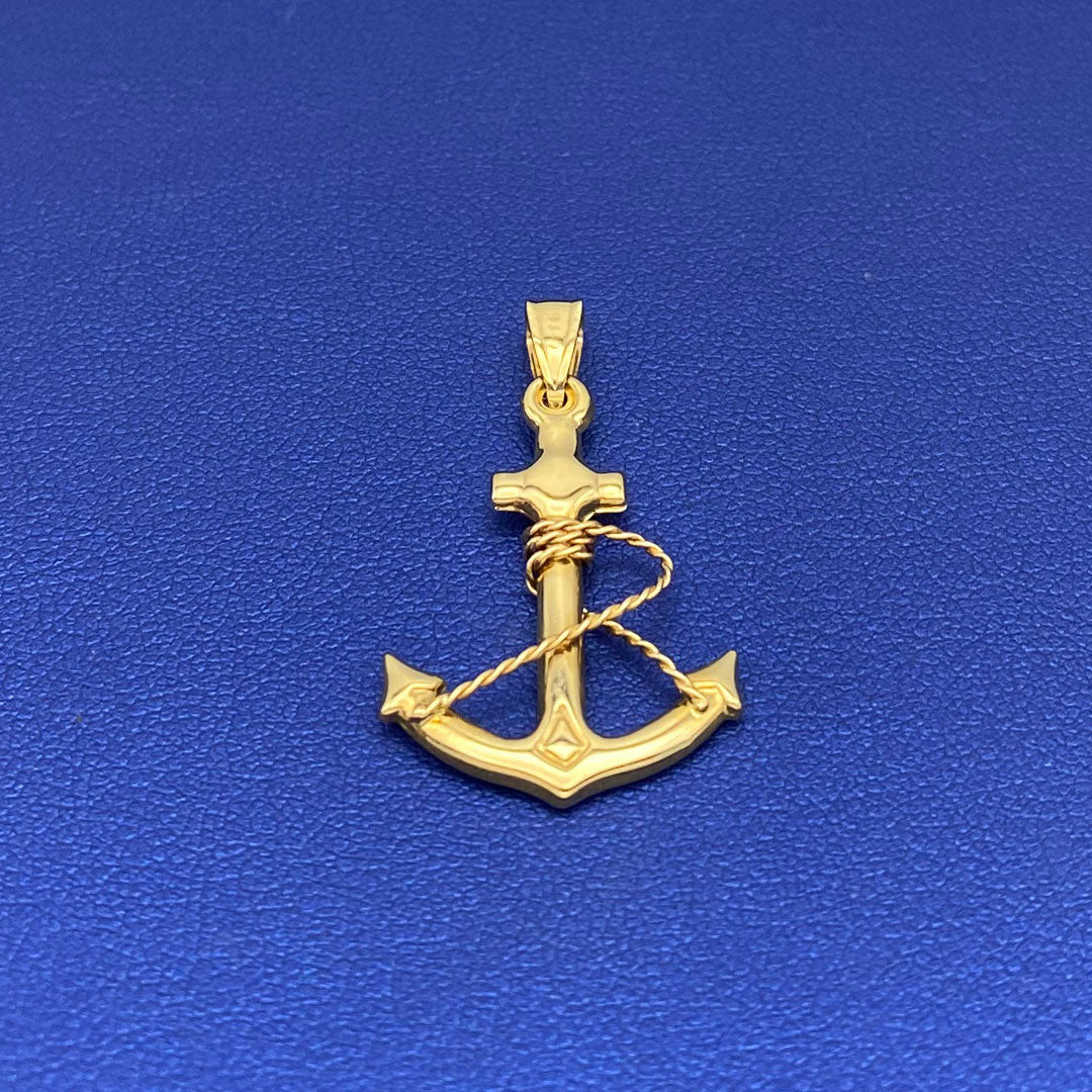 14k Anchor with Rope Pendant