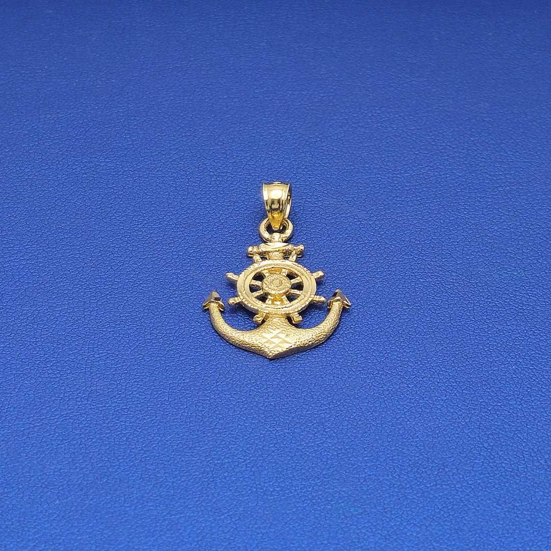 14k Anchor with Diamond Cut Pendant