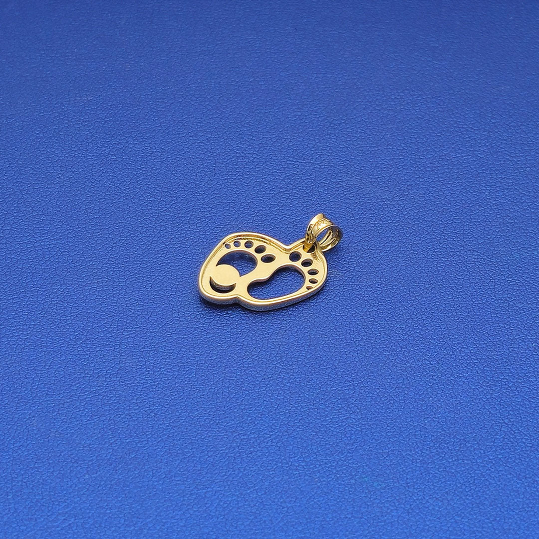 14k Baby Feet & Evil Eye with Blue Enamel Pendant Back
