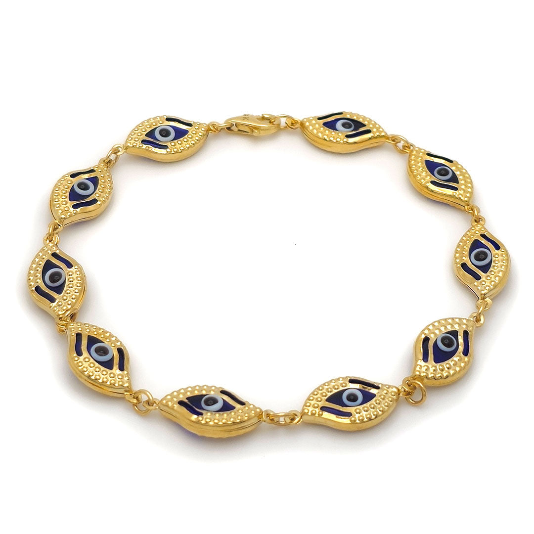 14k Evil Eye Shape Fancy Dark Blue Bracelet