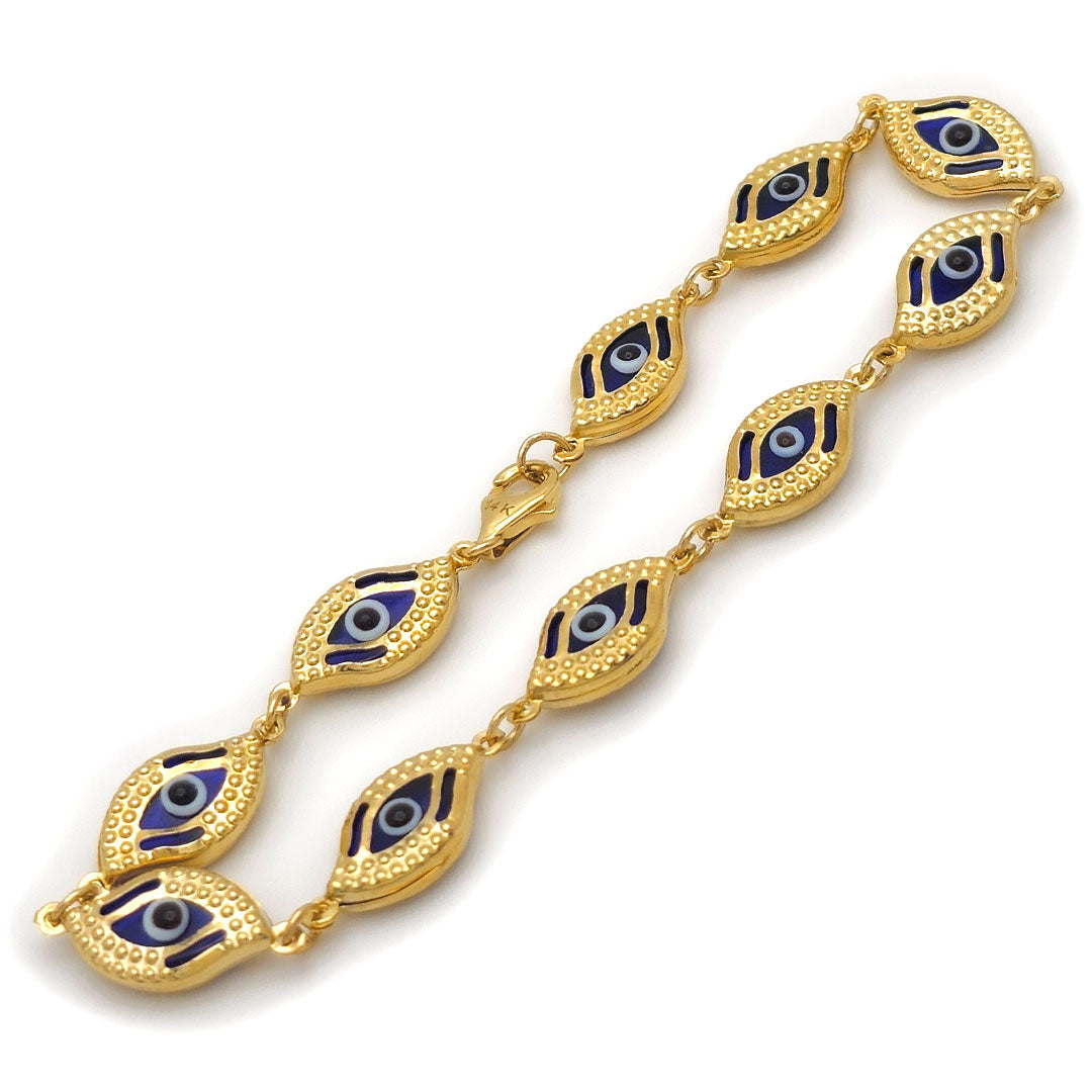 14k Evil Eye Shape Fancy Dark Blue Bracelet