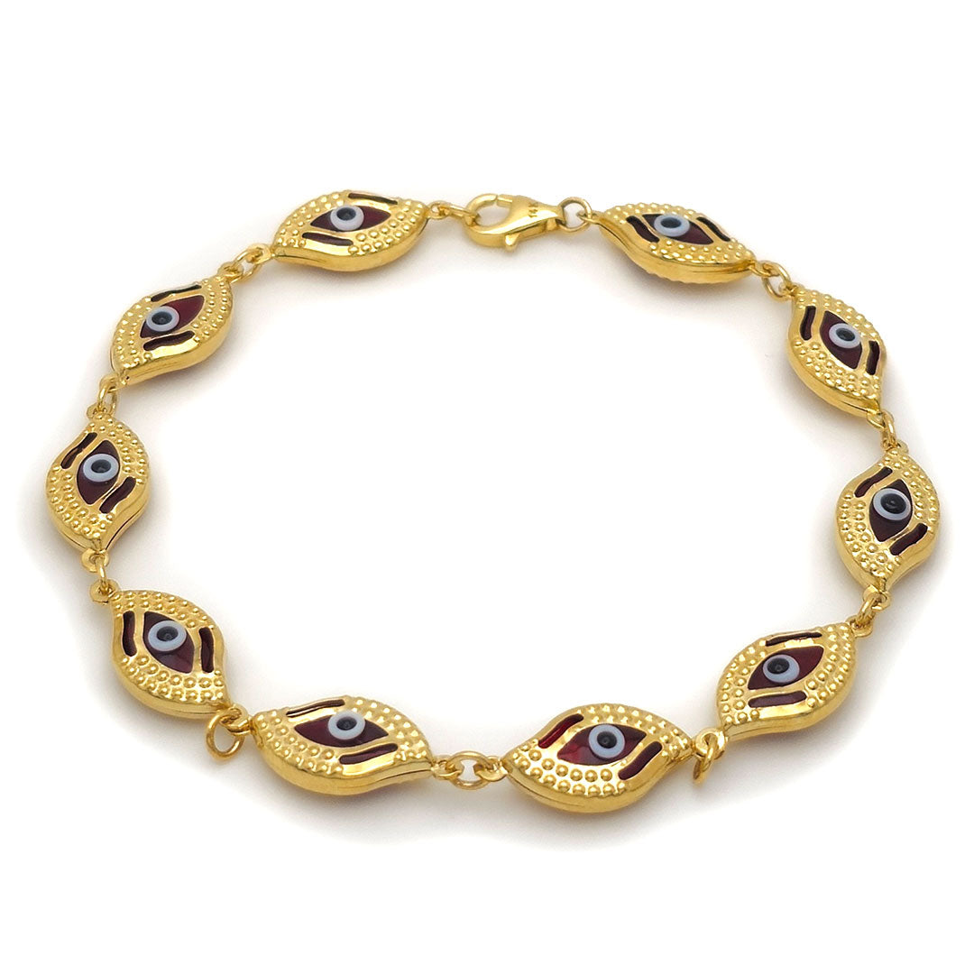 14k Evil Eye Shape Fancy Red Bracelet