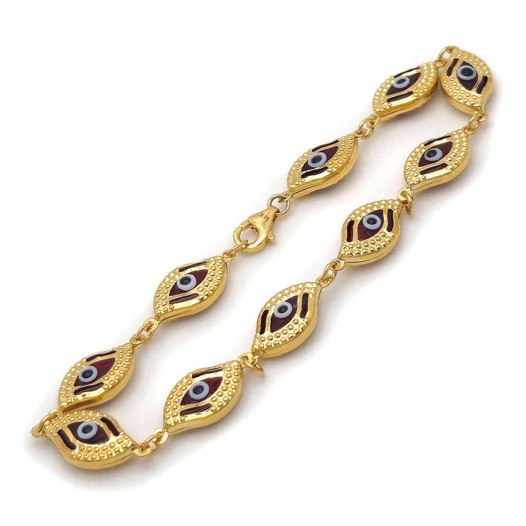 14k Evil Eye Shape Fancy Red Bracelet