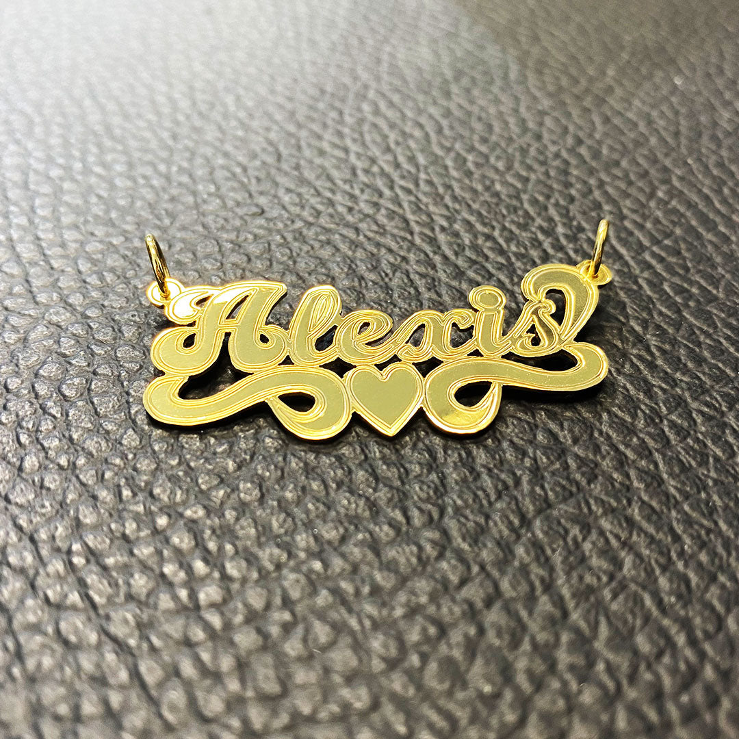 Alexis Name In Cursive Personalized Cursive Name Plate Pendant with Heart Underline – Yellow ...