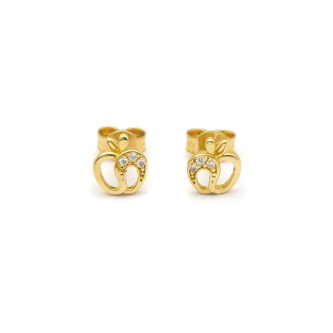 14k CZ Apple Outline Stud Earrings