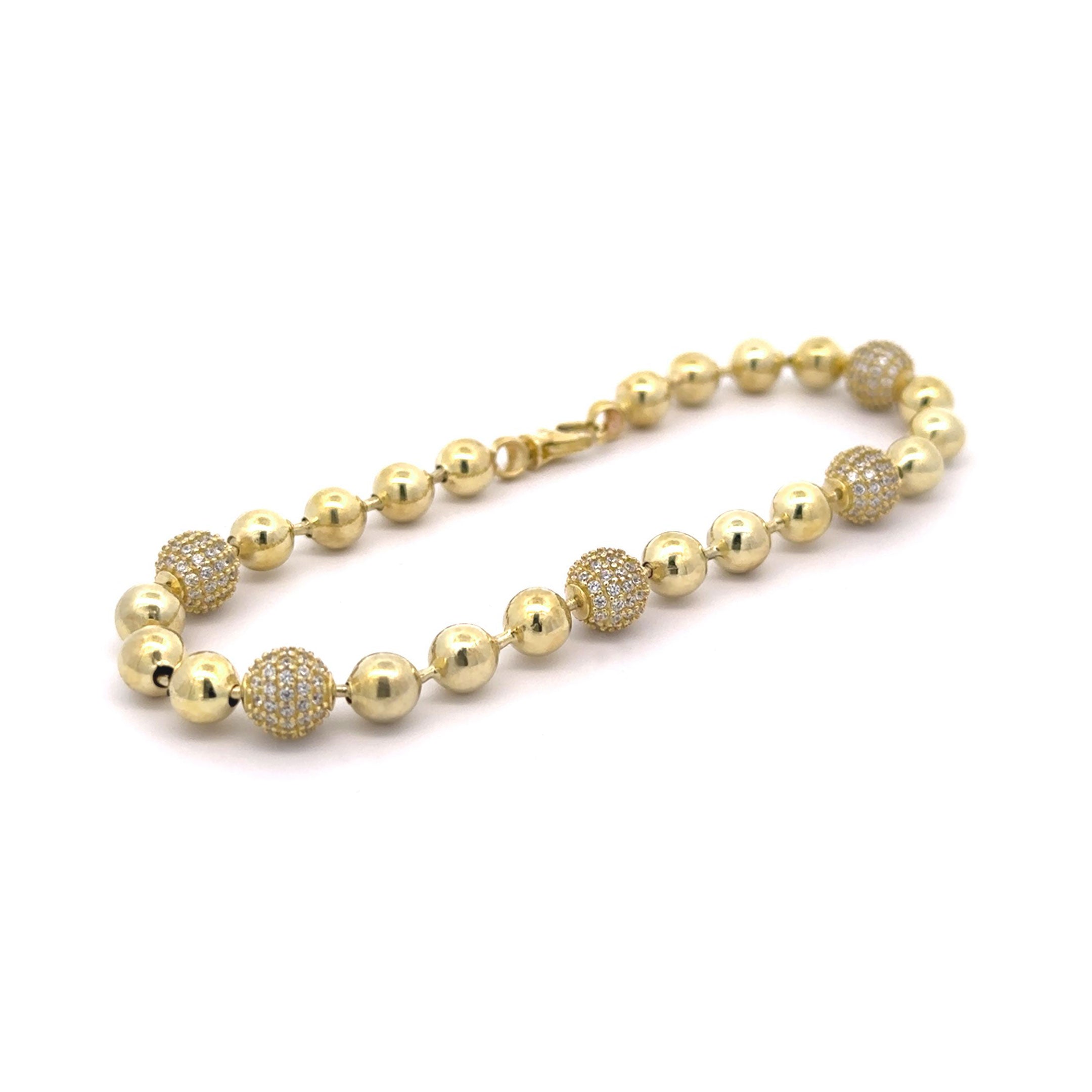 10k CZ Ball & Pave Design Bracelet Side