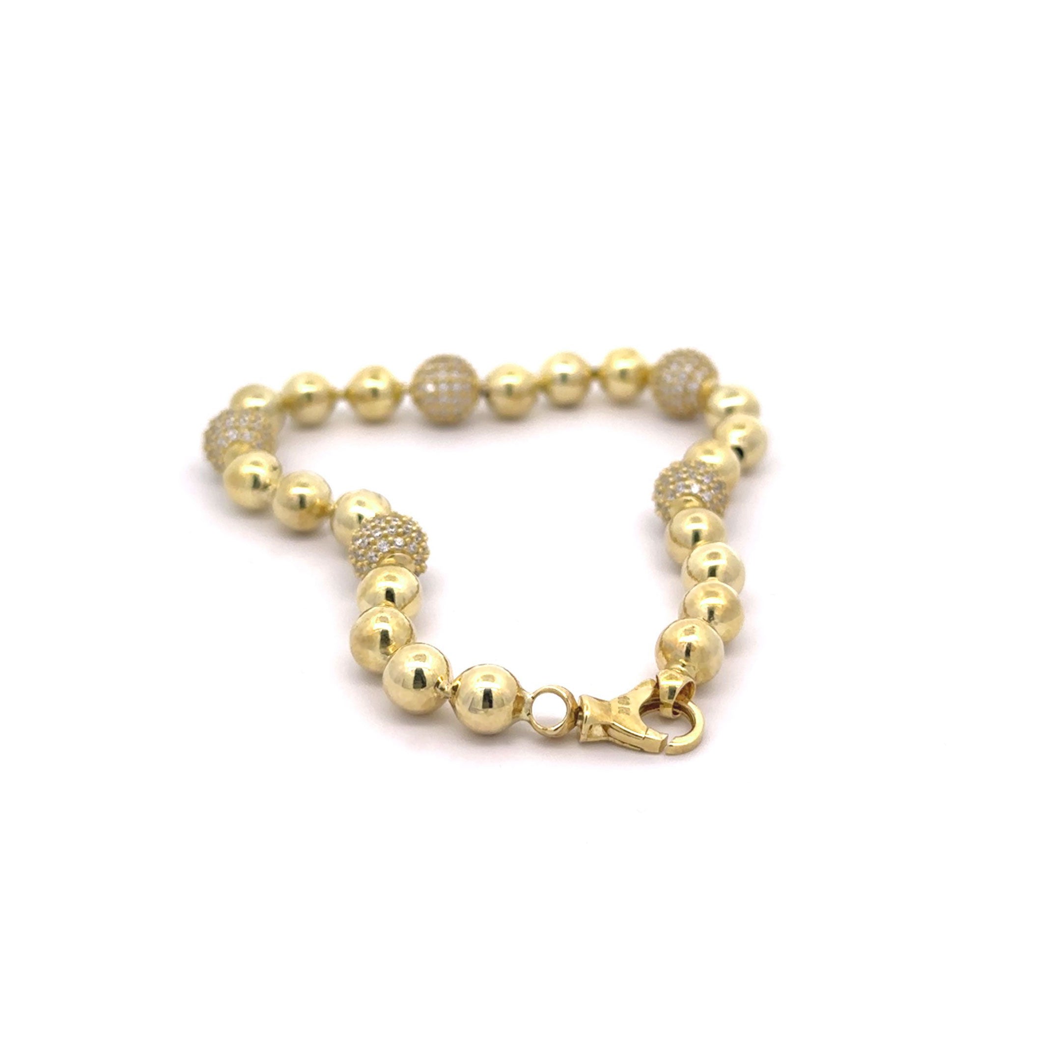 10k CZ Ball & Pave Design Bracelet Twist