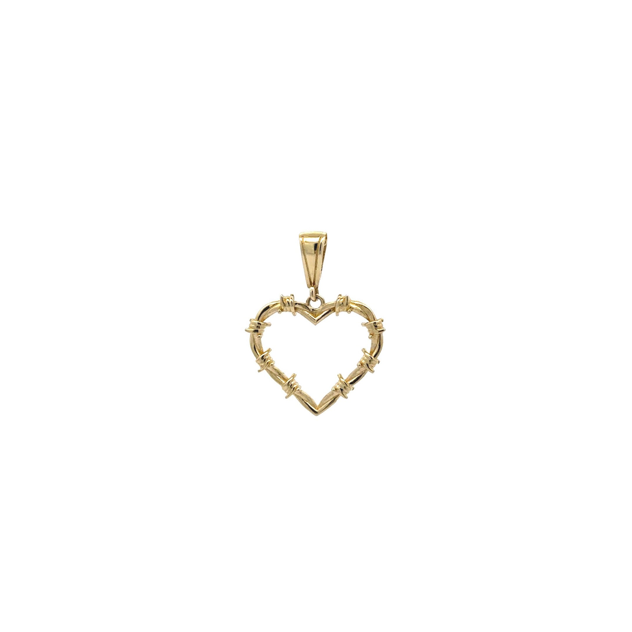 10k Barbwire Heart Outline Pendant M