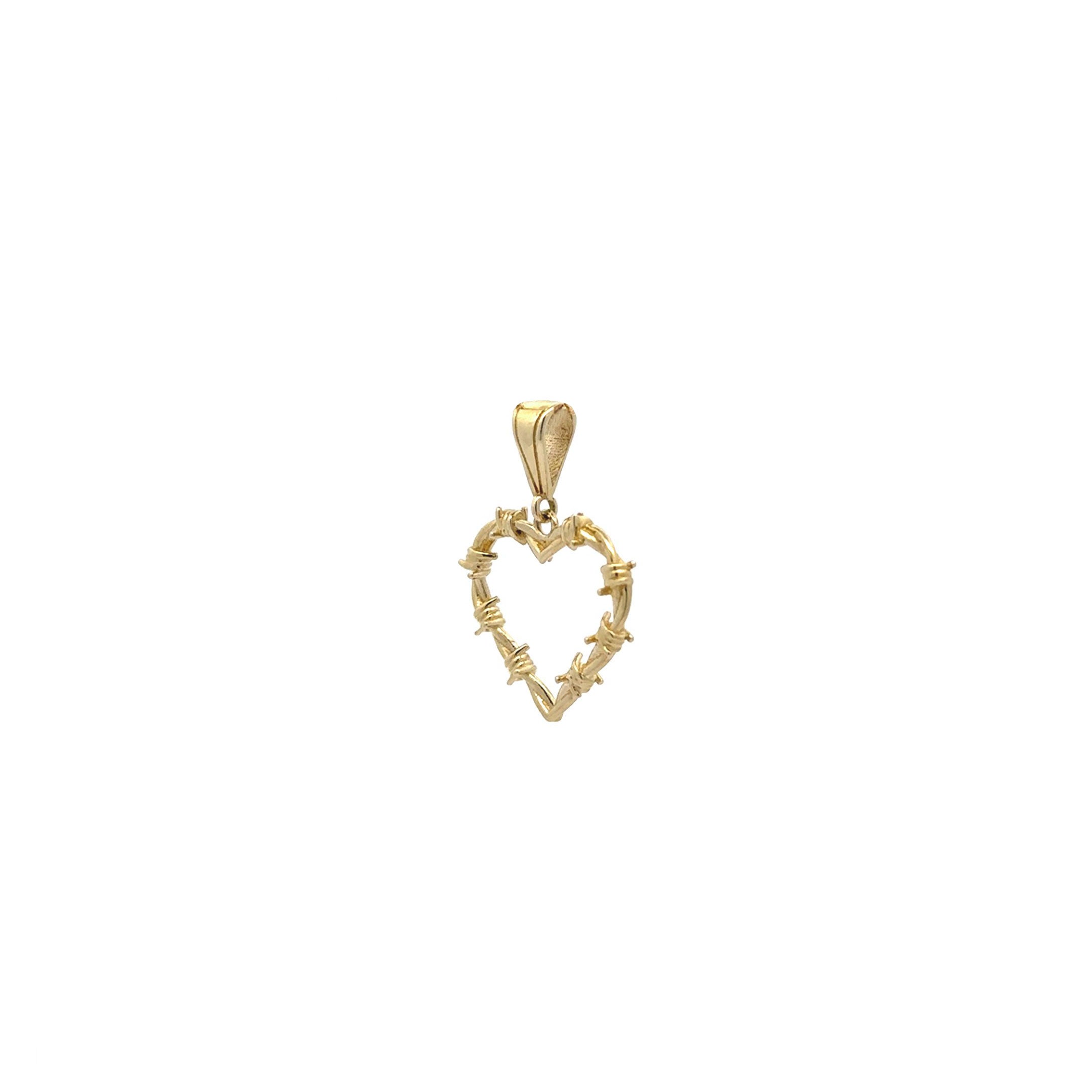 10k Barbwire Heart Outline Pendant M Side