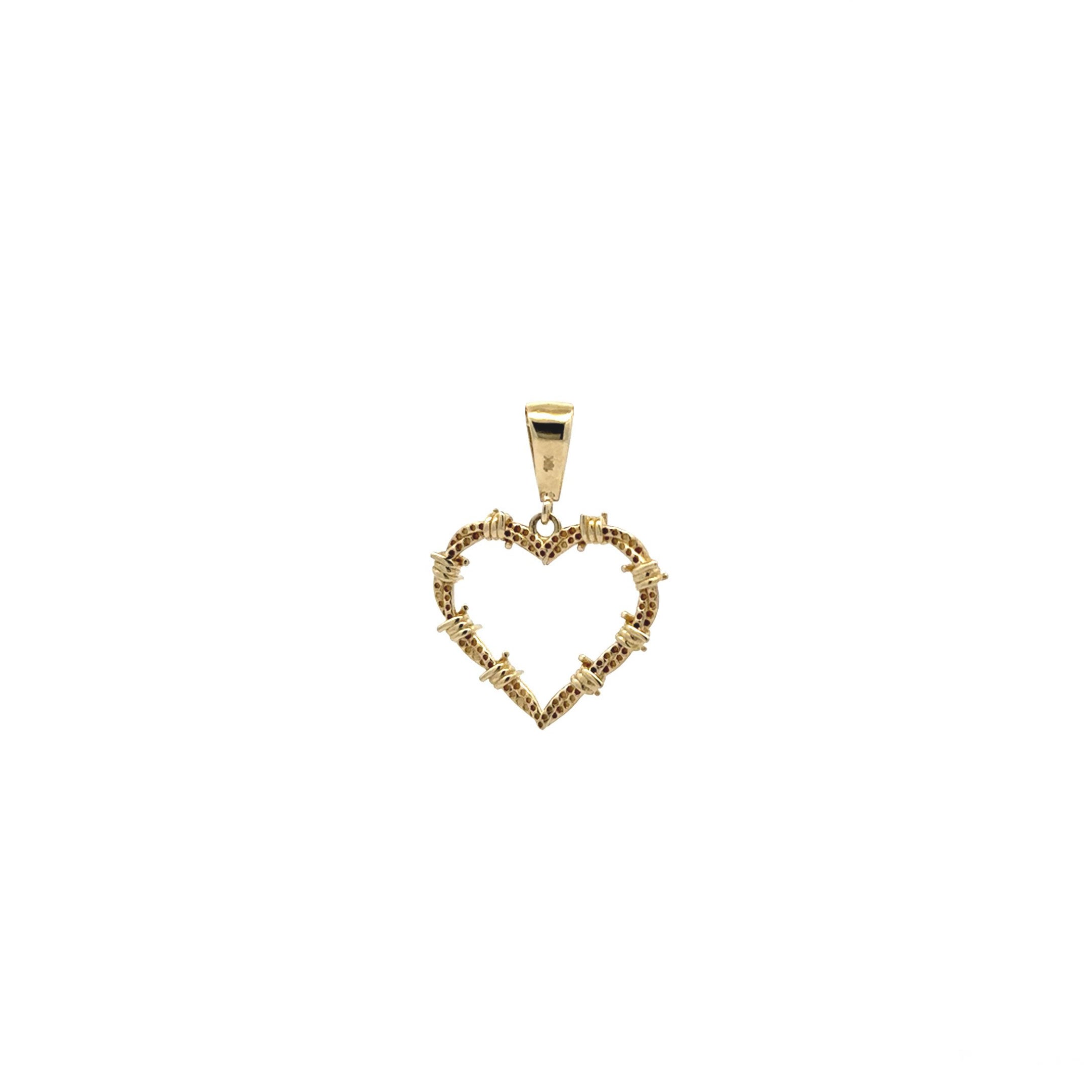 10k Barbwire Heart Outline Pendant M Back