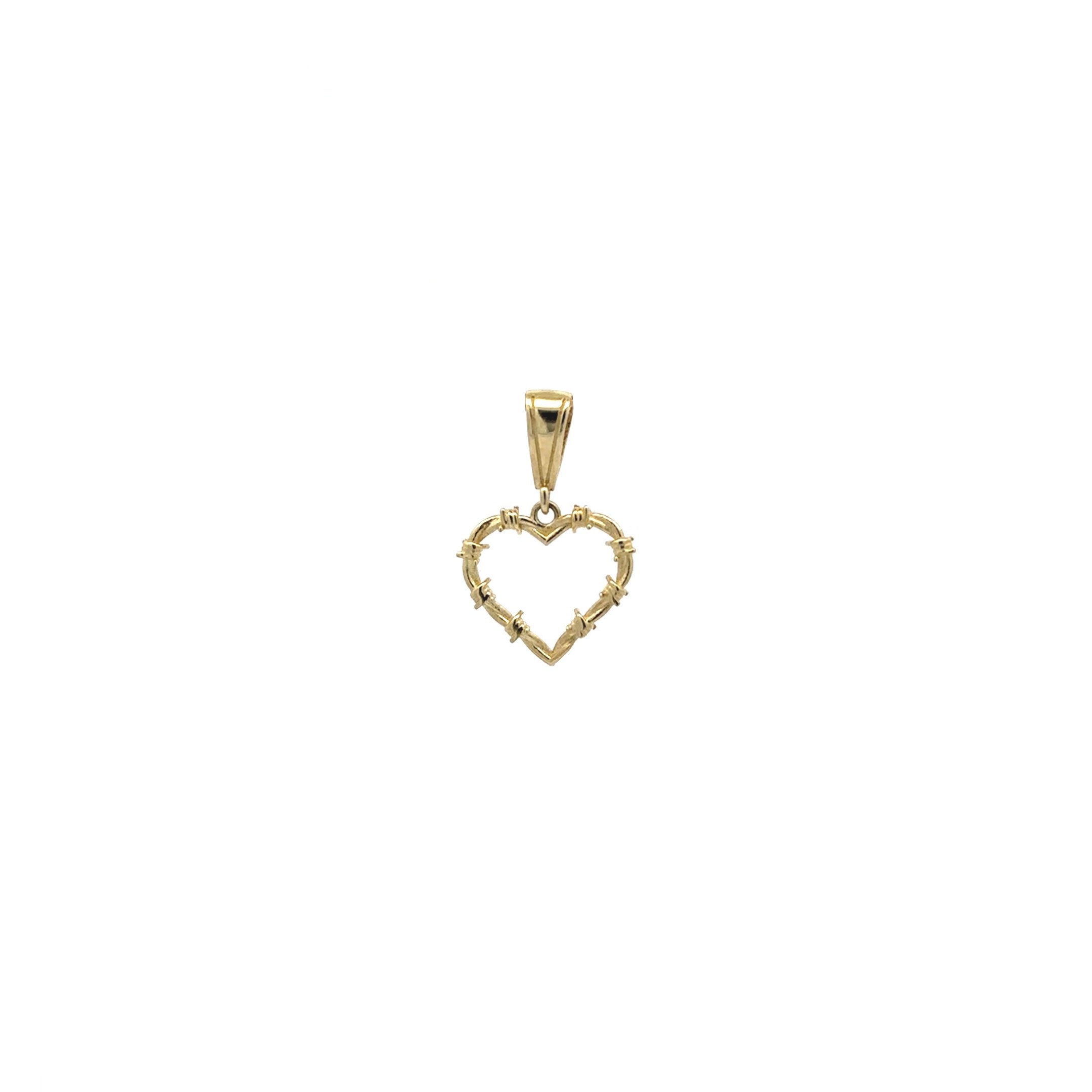 10k Barbwire Heart Outline Pendant S