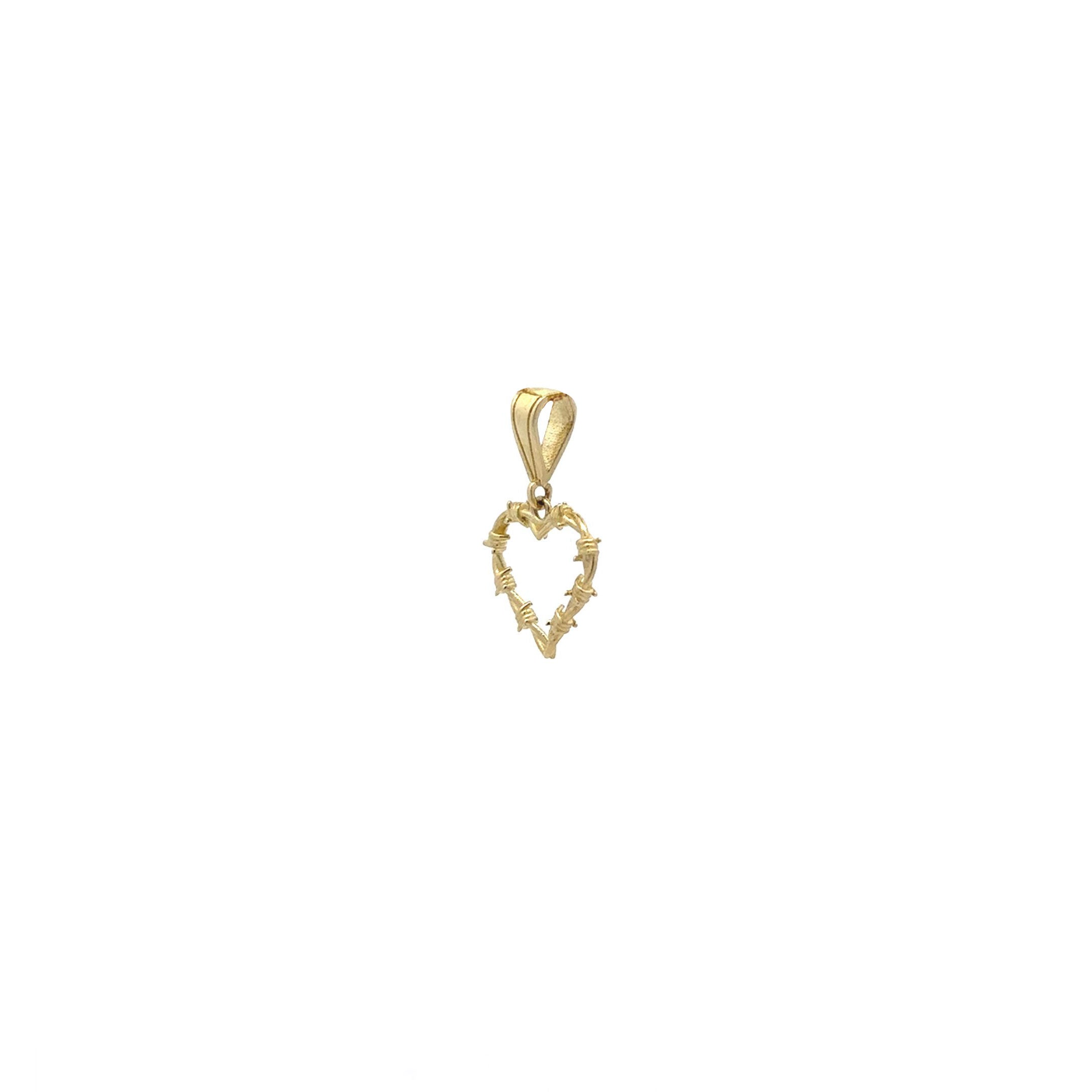 10k Barbwire Heart Outline Pendant S Side