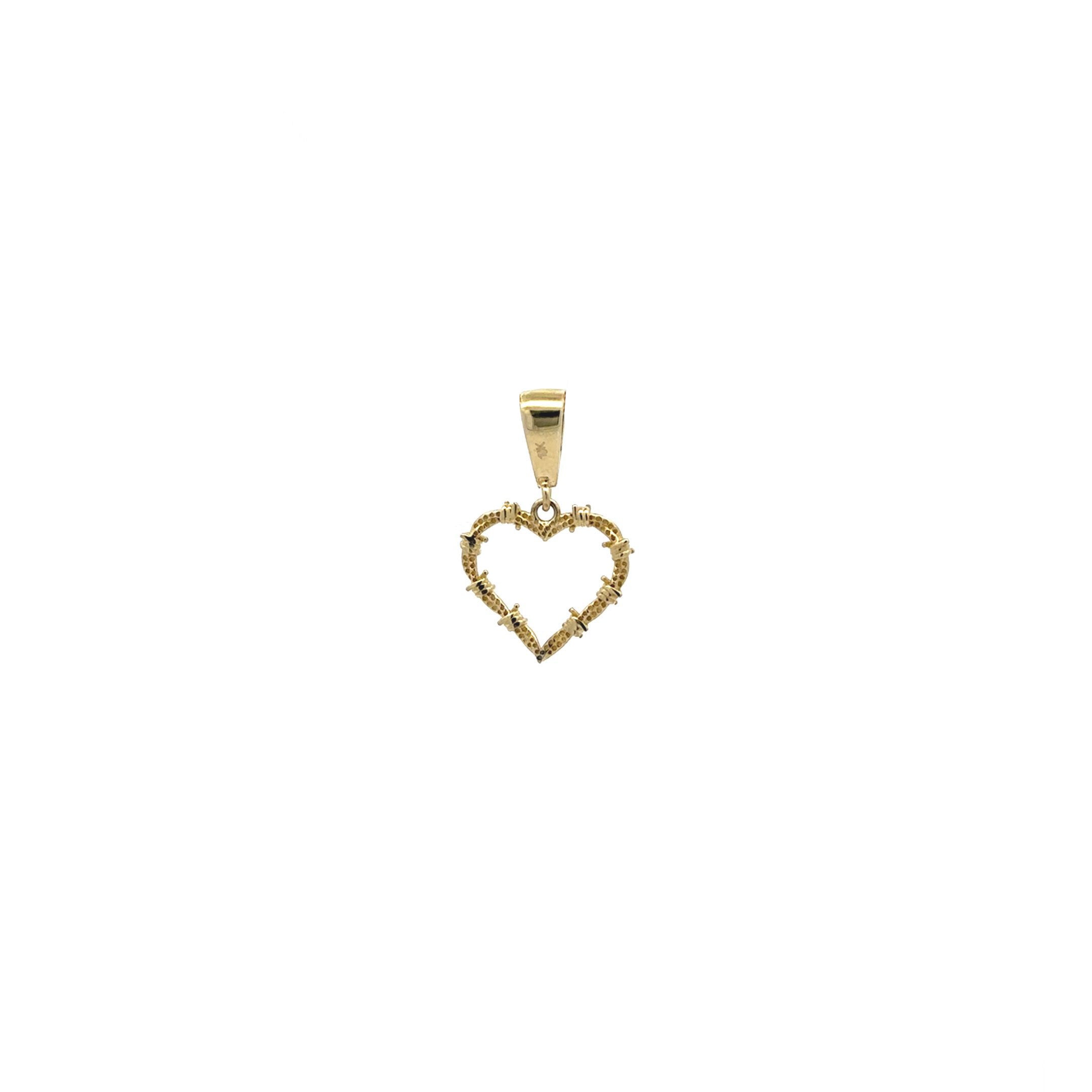 10k Barbwire Heart Outline Pendant S Back