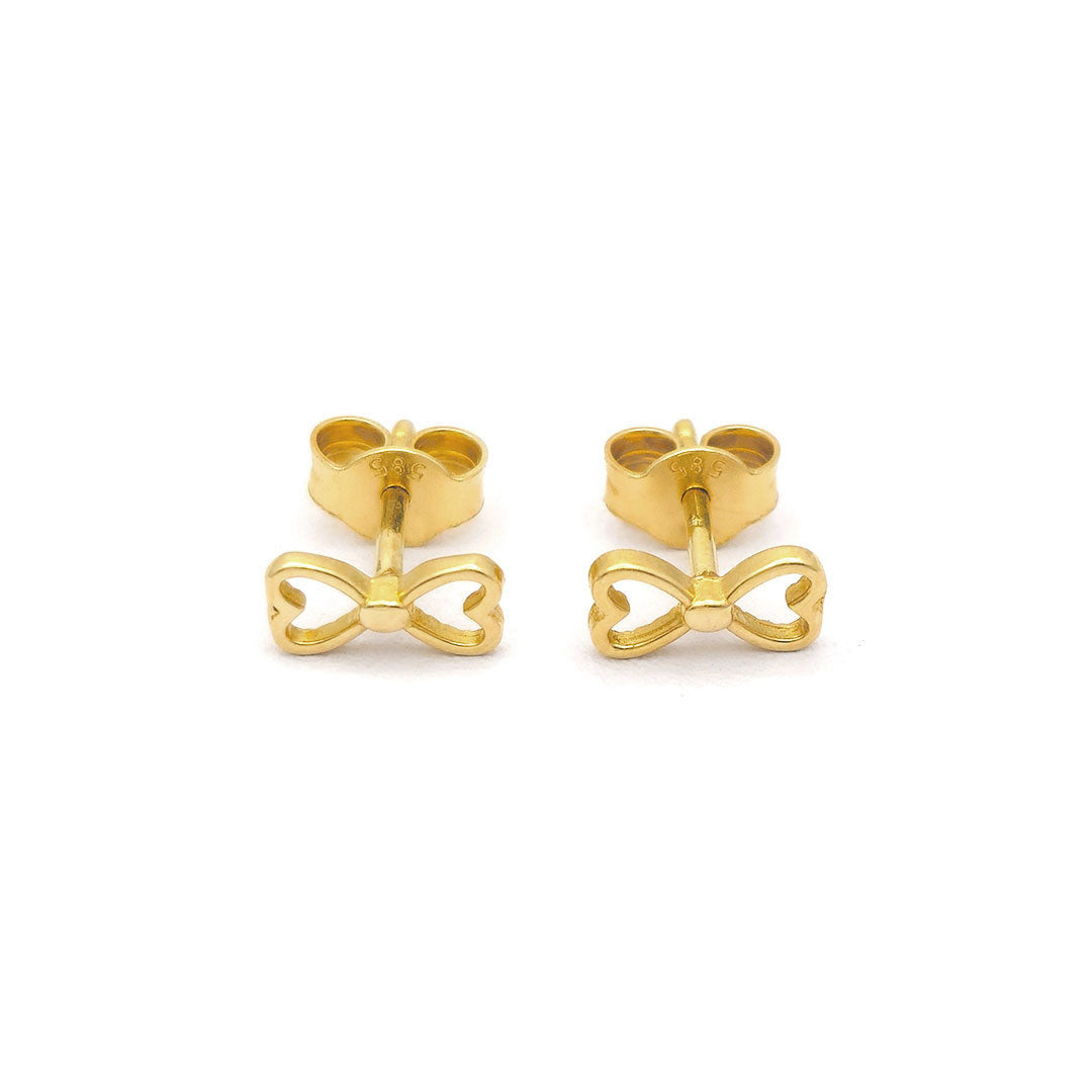 14k Bow Tie Outline Stud Earrings