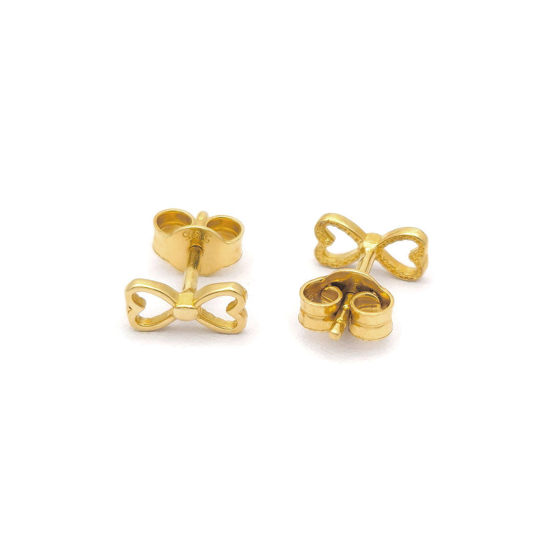 14k Bow Tie Outline Stud Earrings Back