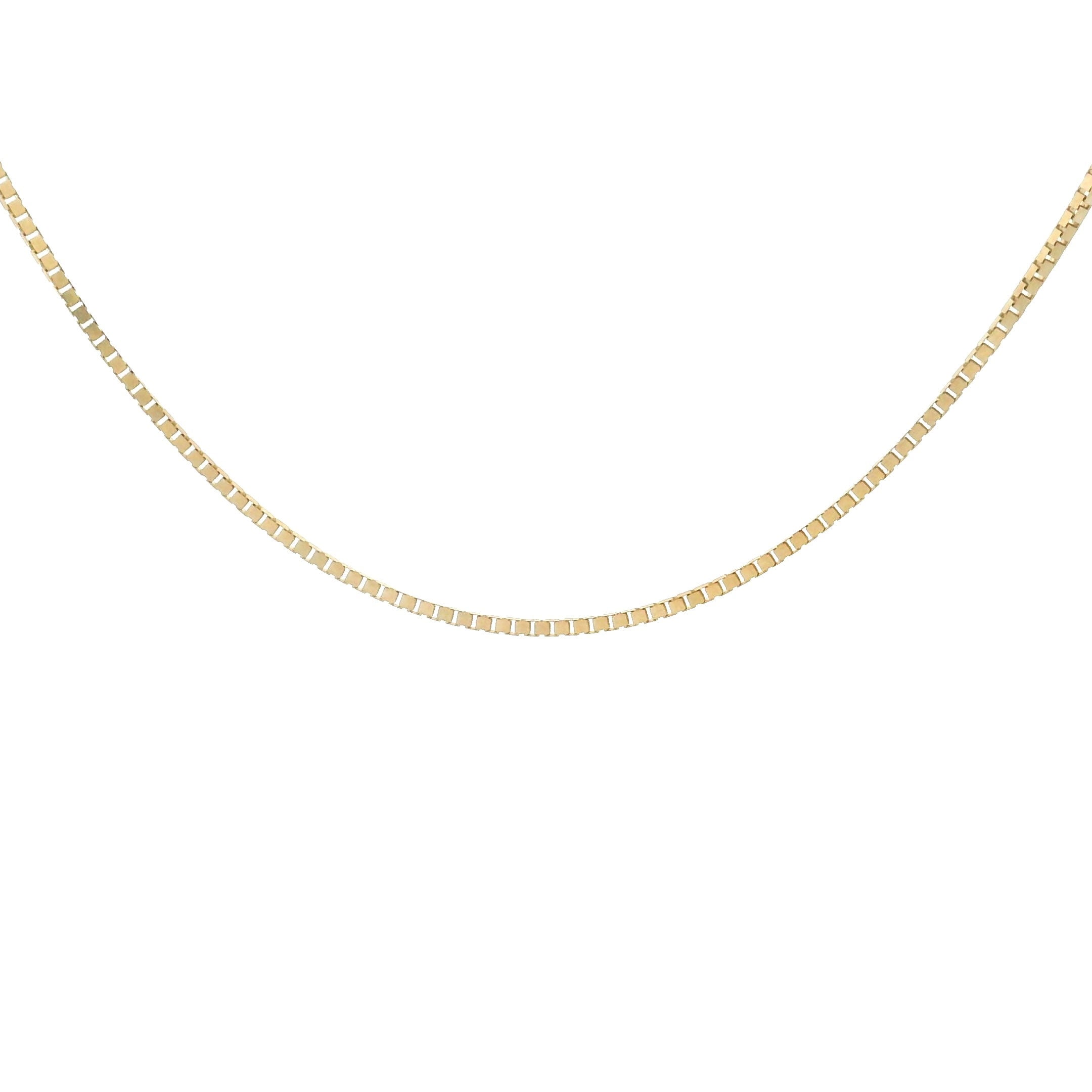 14k Yellow Gold Box Fine Chain on white background