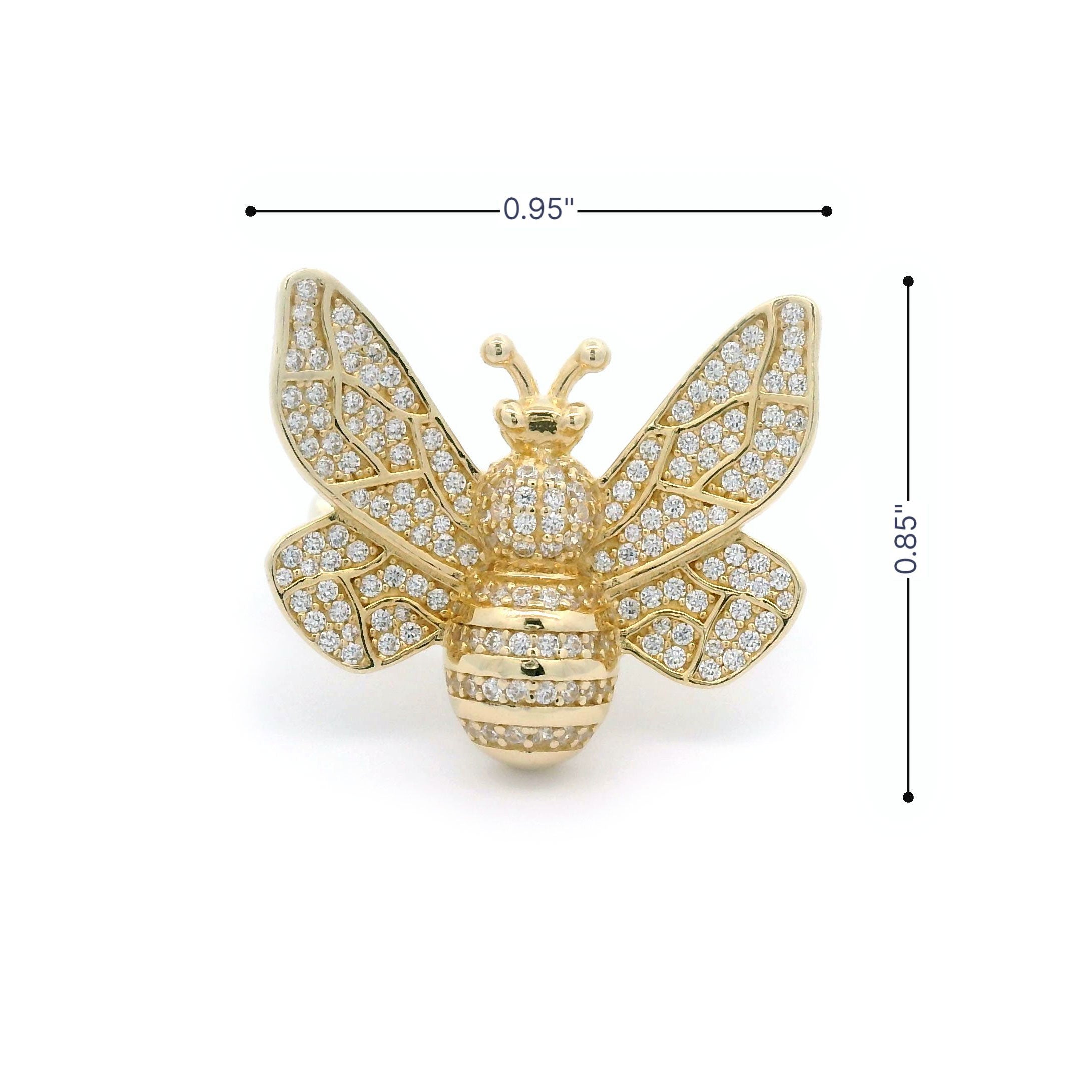 14k CZ Bumble Bee Ring Size Details