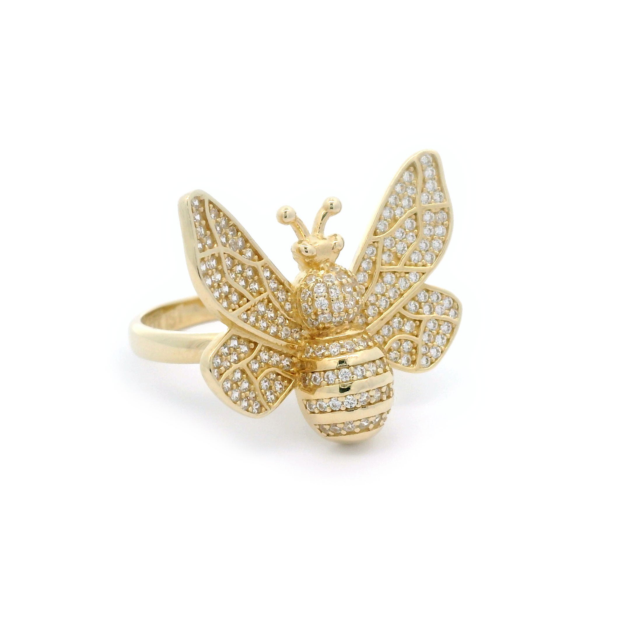 14k CZ Bumble Bee Ring Side