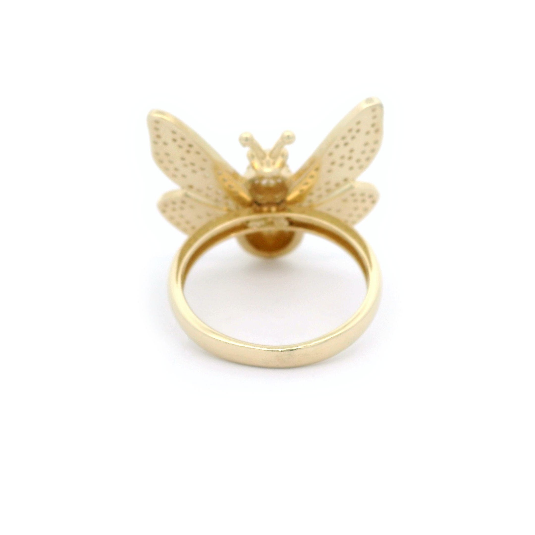 14k CZ Bumble Bee Ring Back