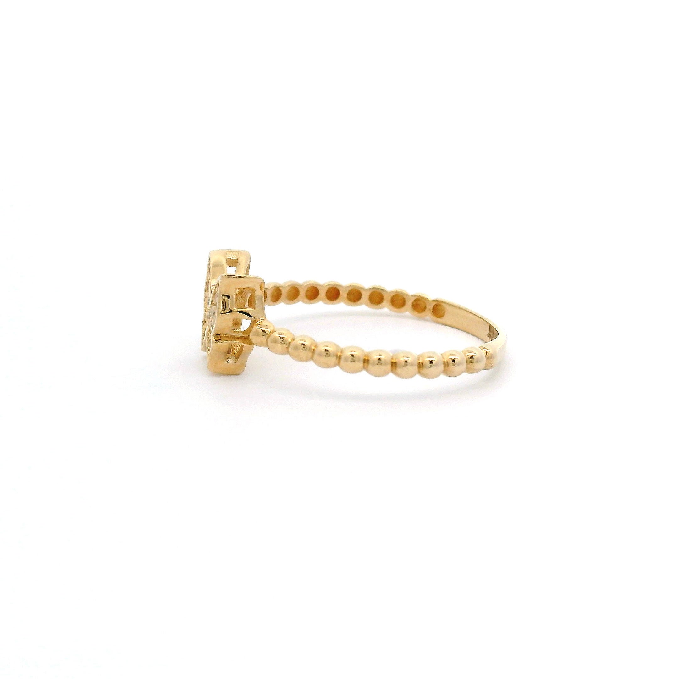 14k CZ Butterfly & Bead Ring side