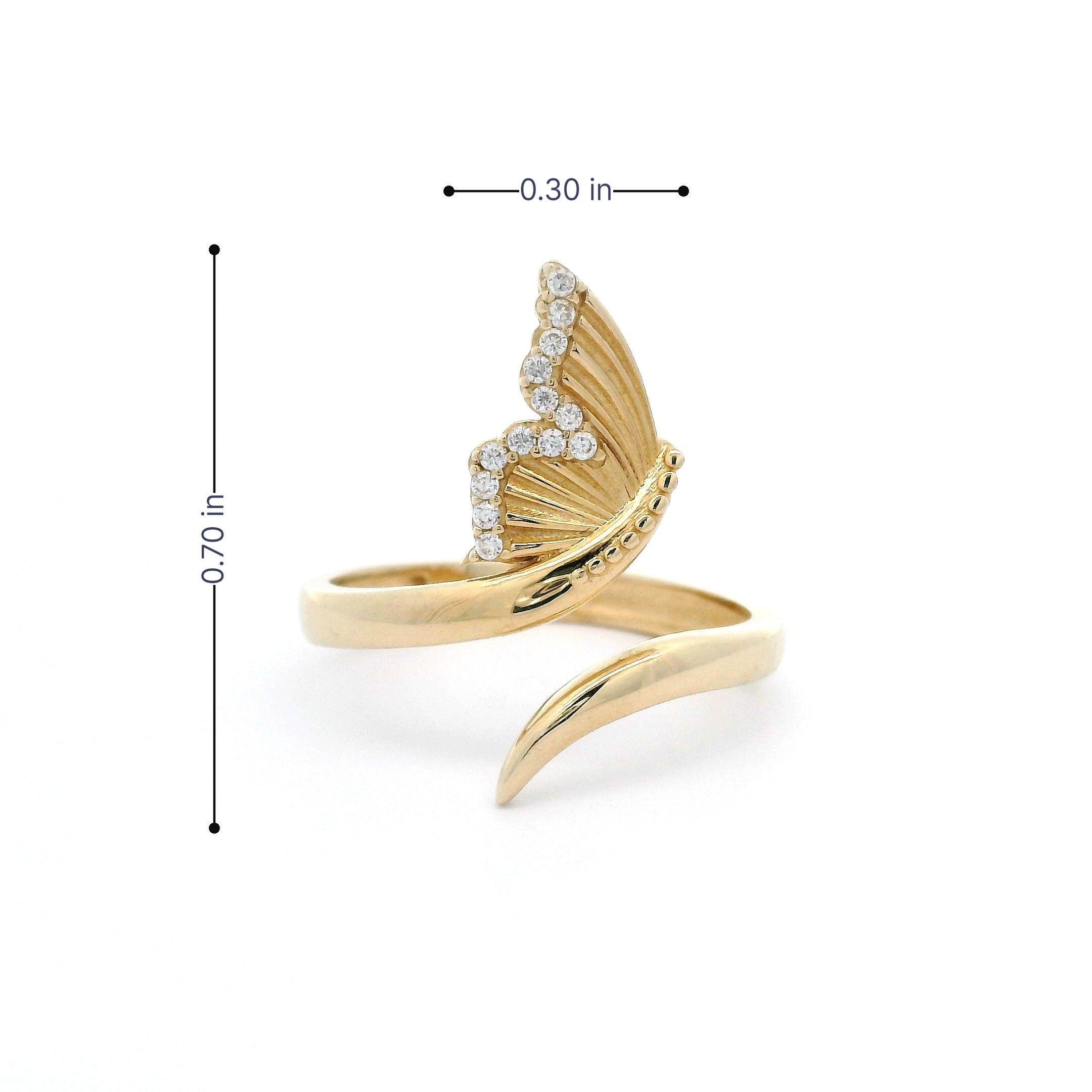 14k CZ Butterfly Open Ring size