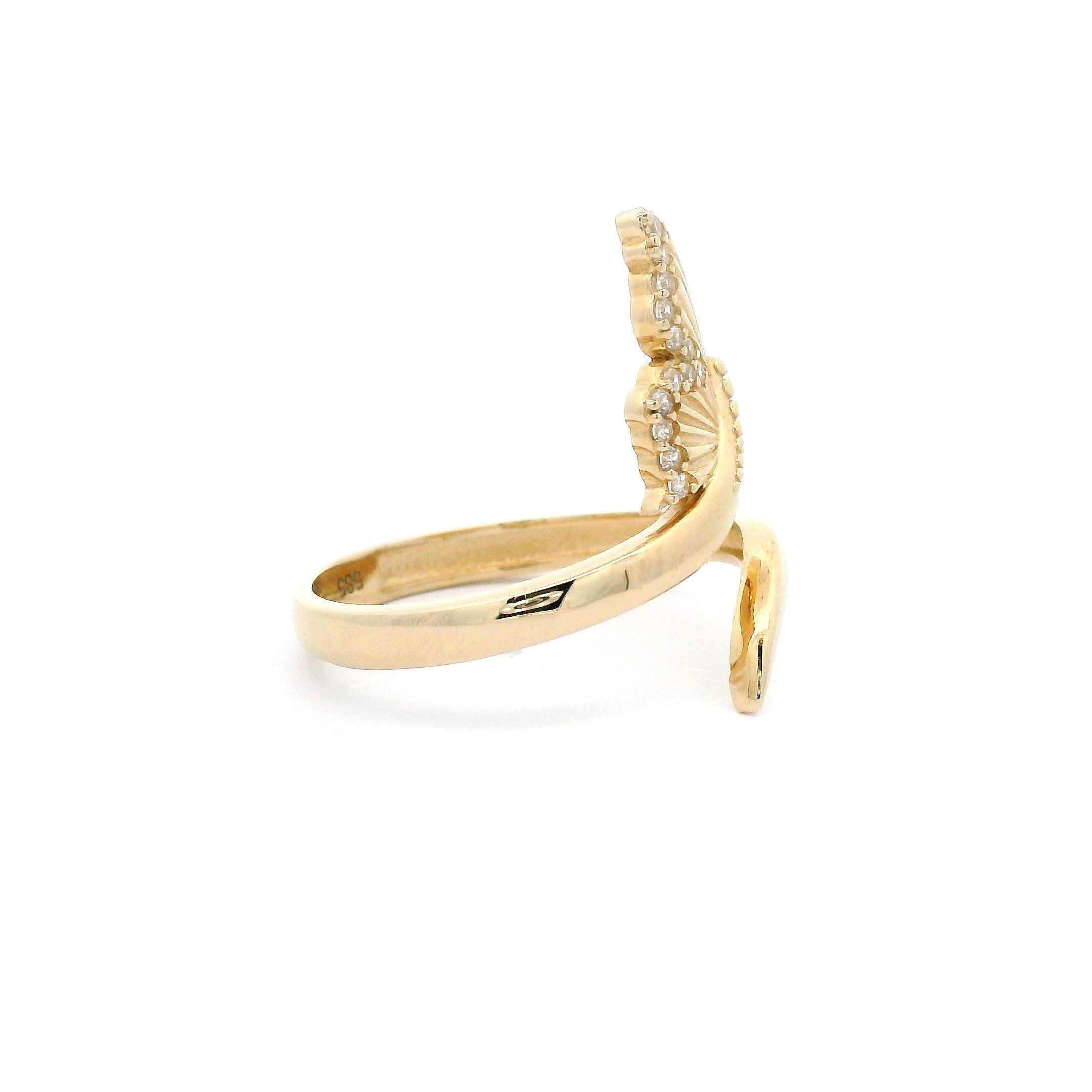 14k CZ Butterfly Open Ring side