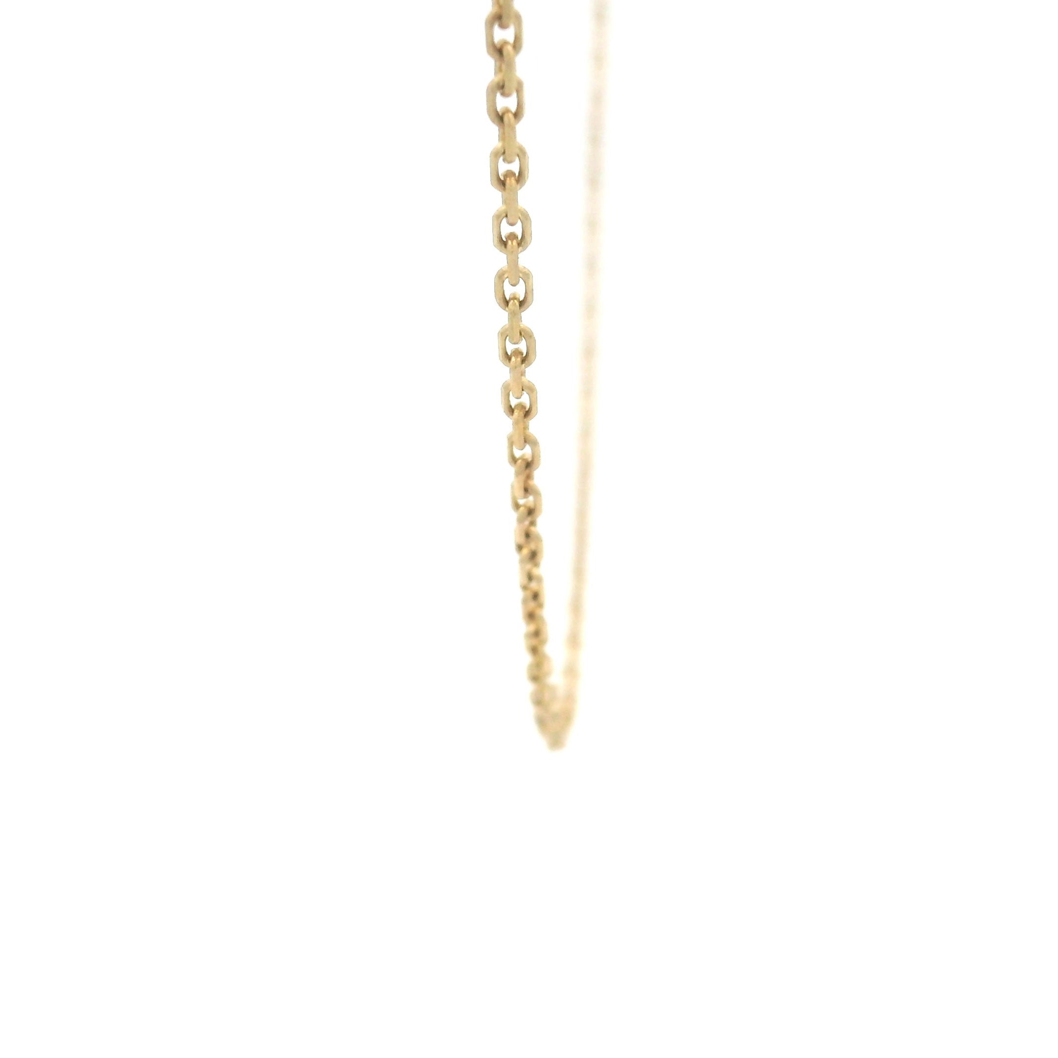 14k Yellow Gold Cable Fine Chain on white background close up