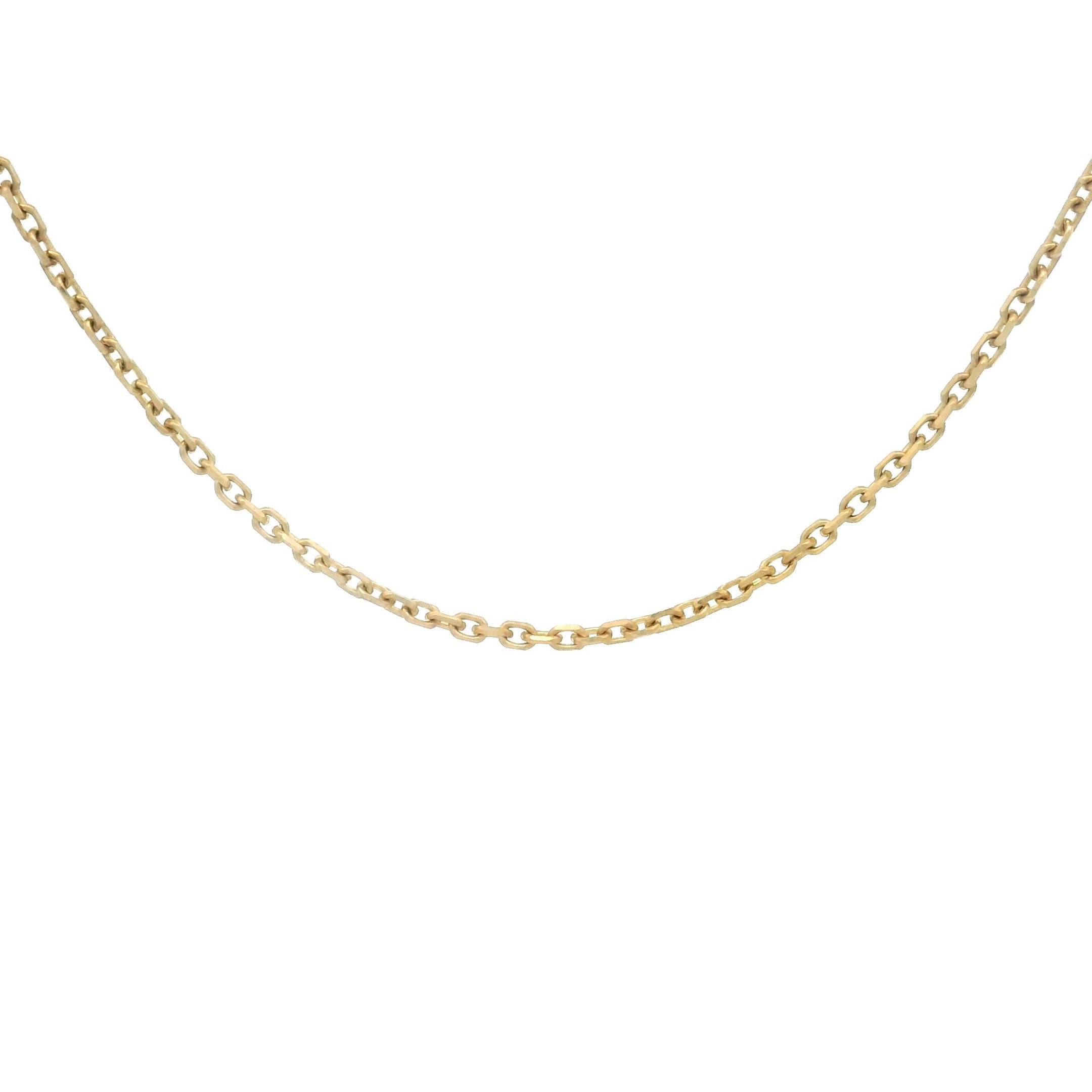 14k Yellow Gold Cable Fine Chain on white background