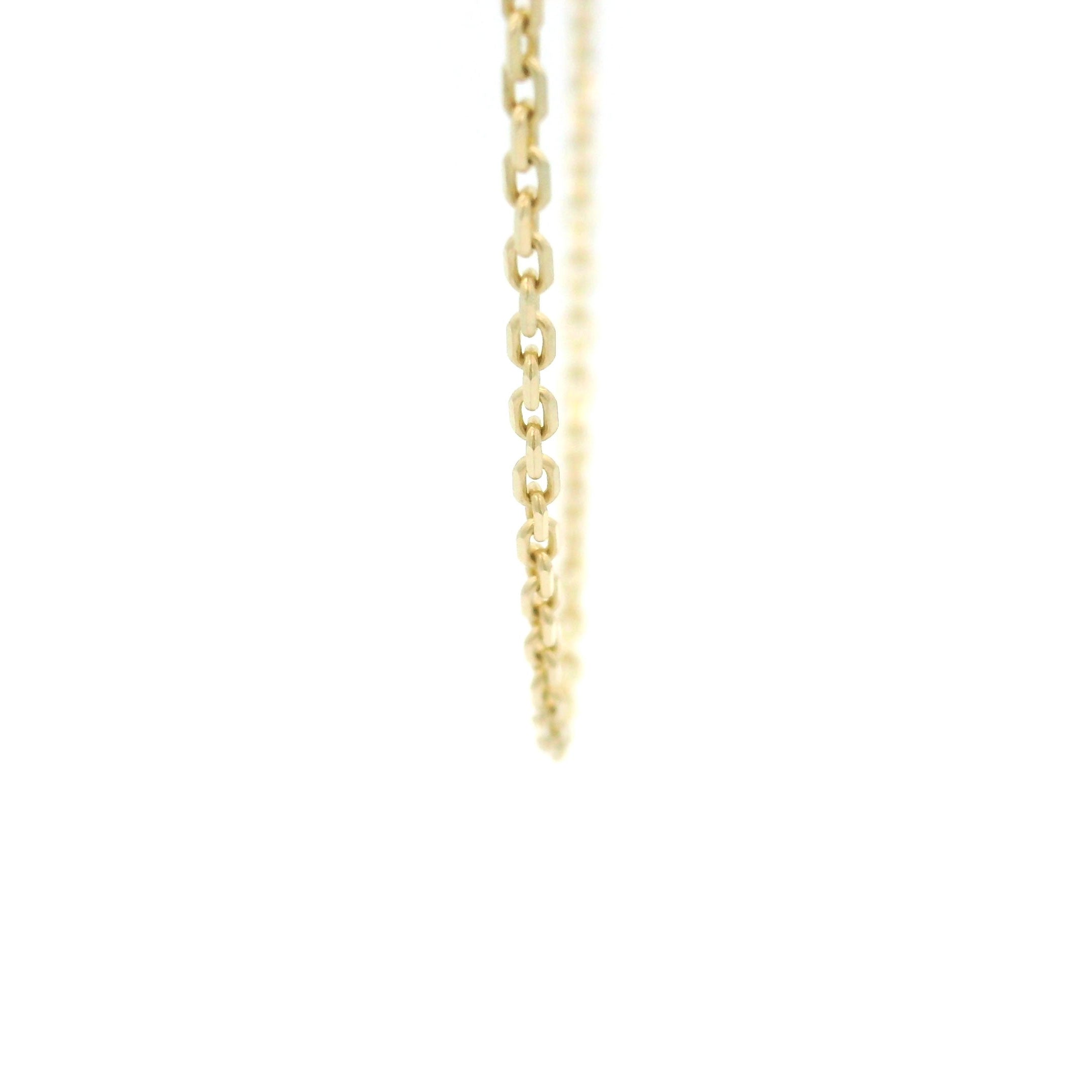 10k yellow gold Cable Fine Chain 1.25mm width on white background close up