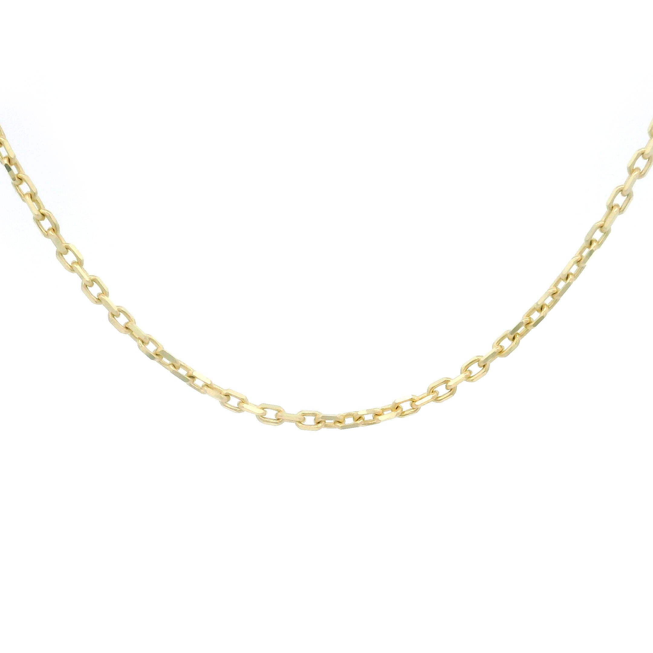 10k yellow gold Cable Fine Chain 1.25mm width on white background