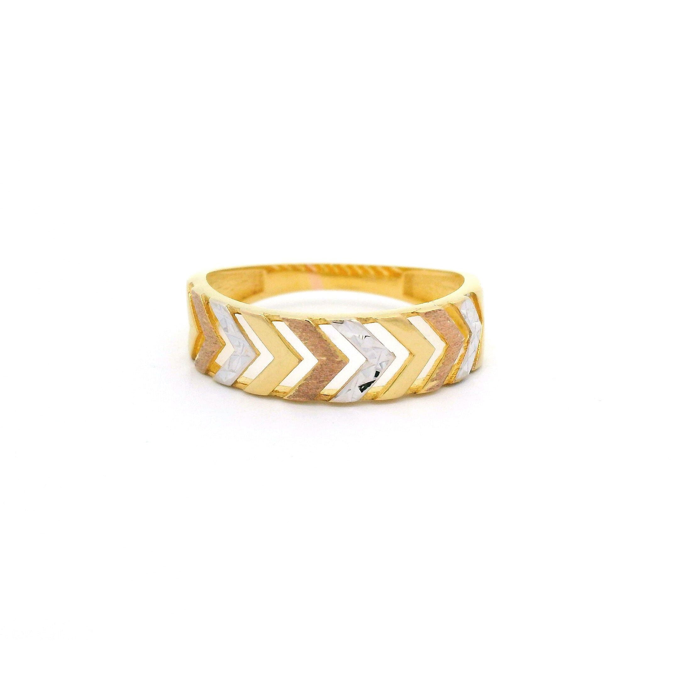 14k Tri-color Arrow Pattern Ring