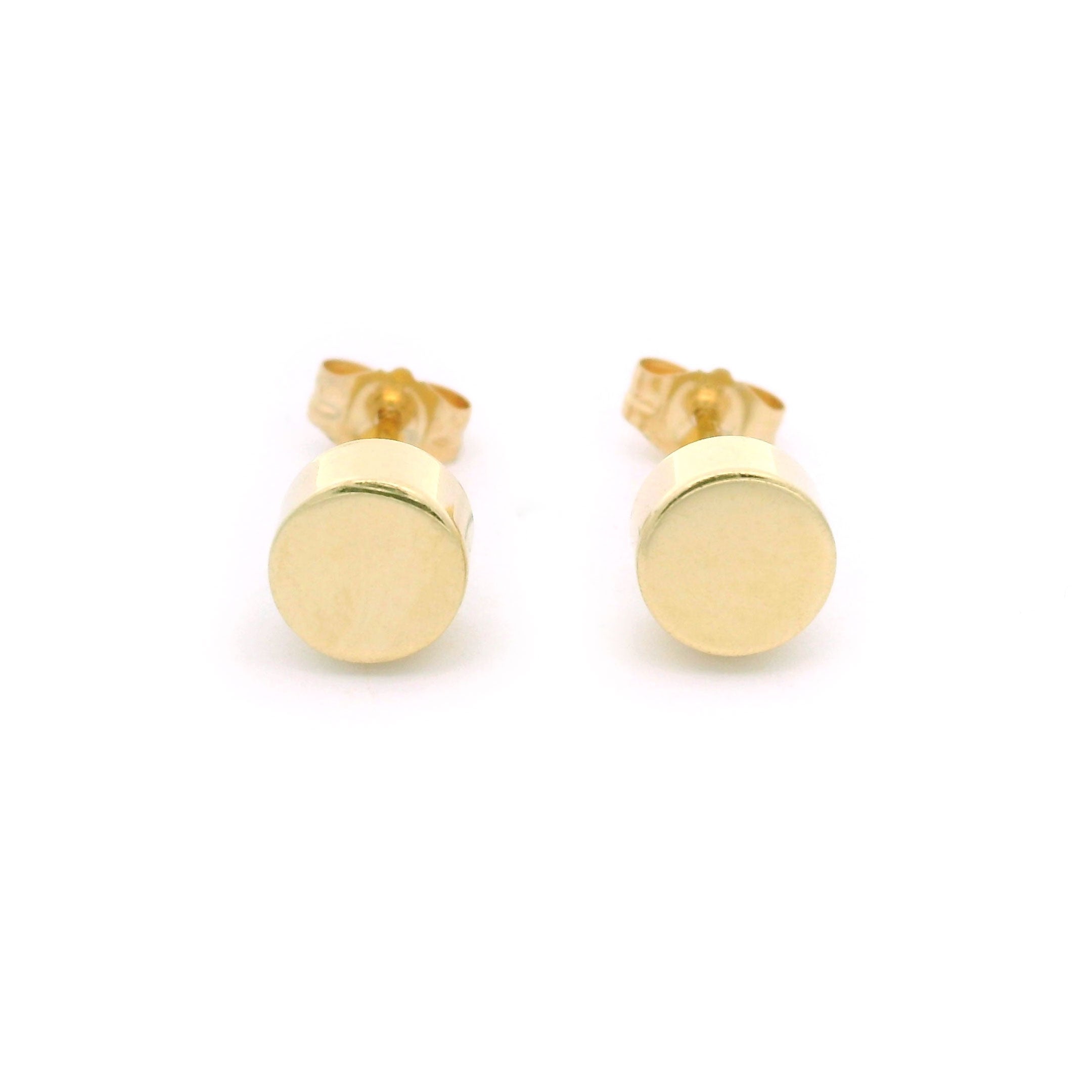 14k Yellow Gold Round Stud Earrings