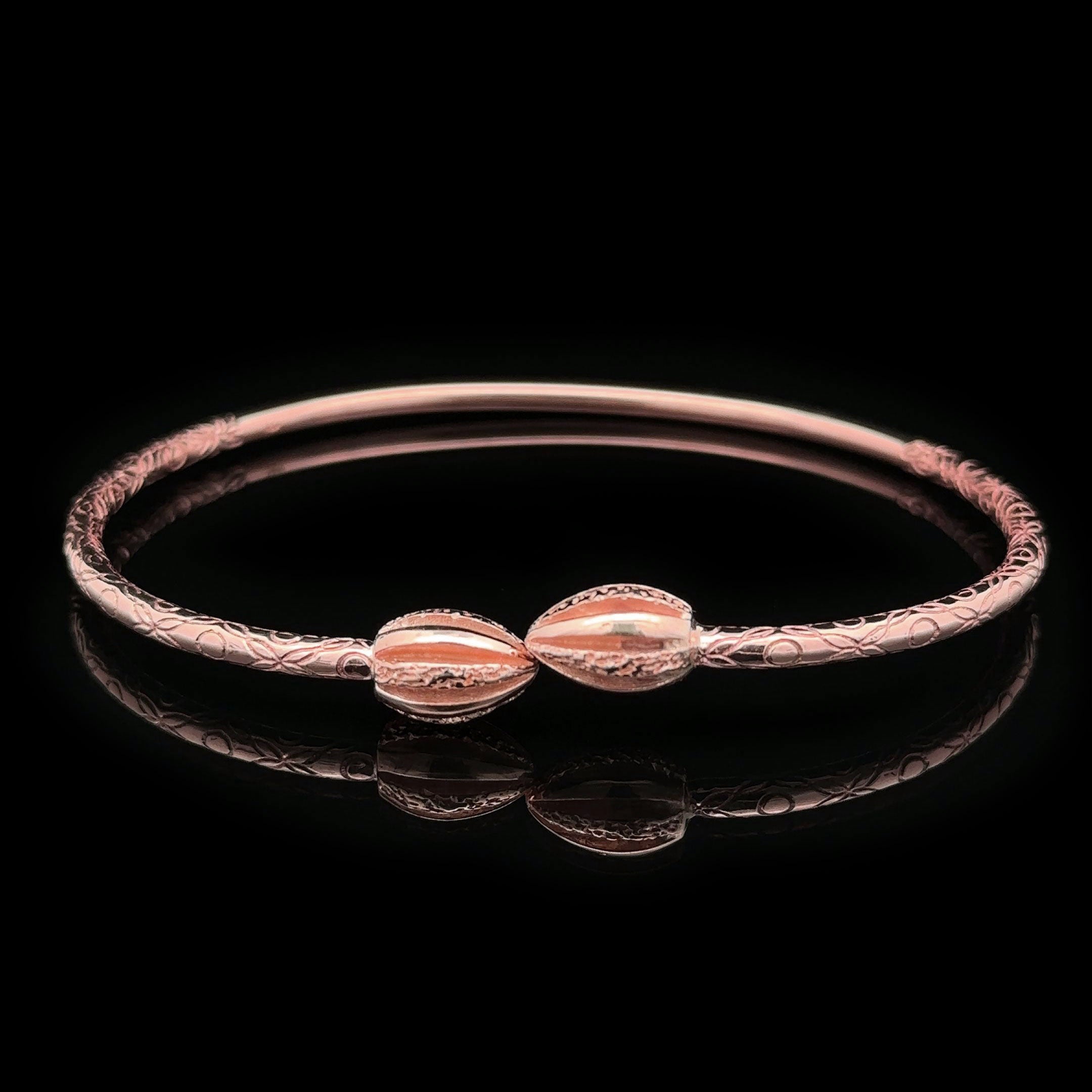 West Indian Bangle - Medium with Classic Cocoa Heads Rose Gold