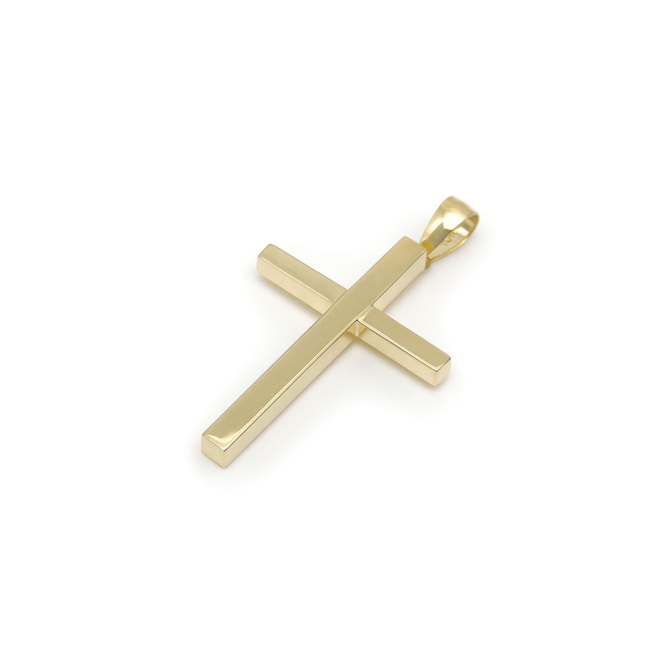 10k yellow gold square shaped cross pendant