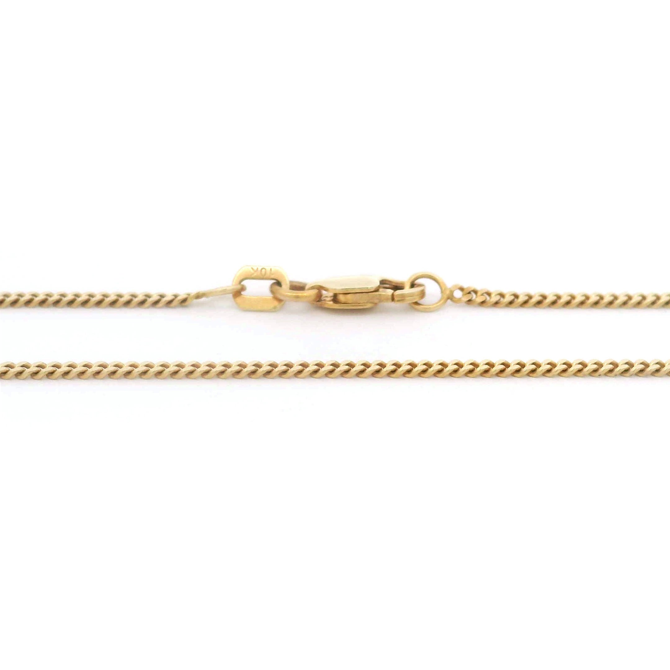 10k solid gold cuban link chain 1.5mm on a white background lobster lock