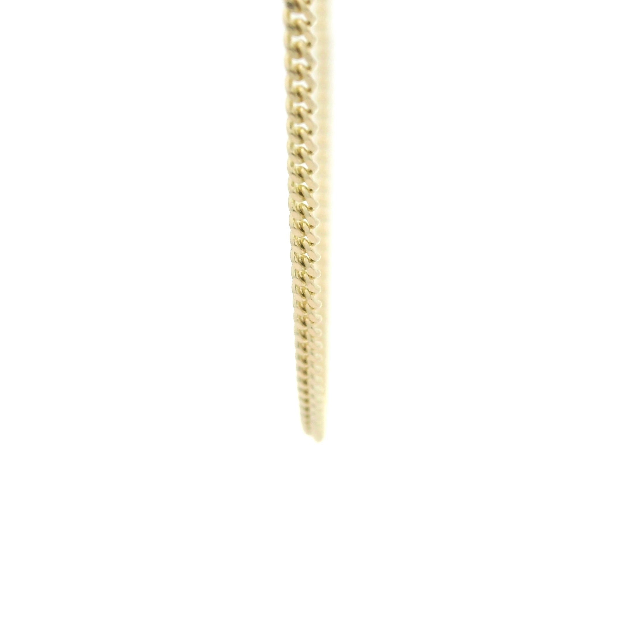 14k Yellow Gold Solid Cuban Fine Chain 1.5mm on white background close up