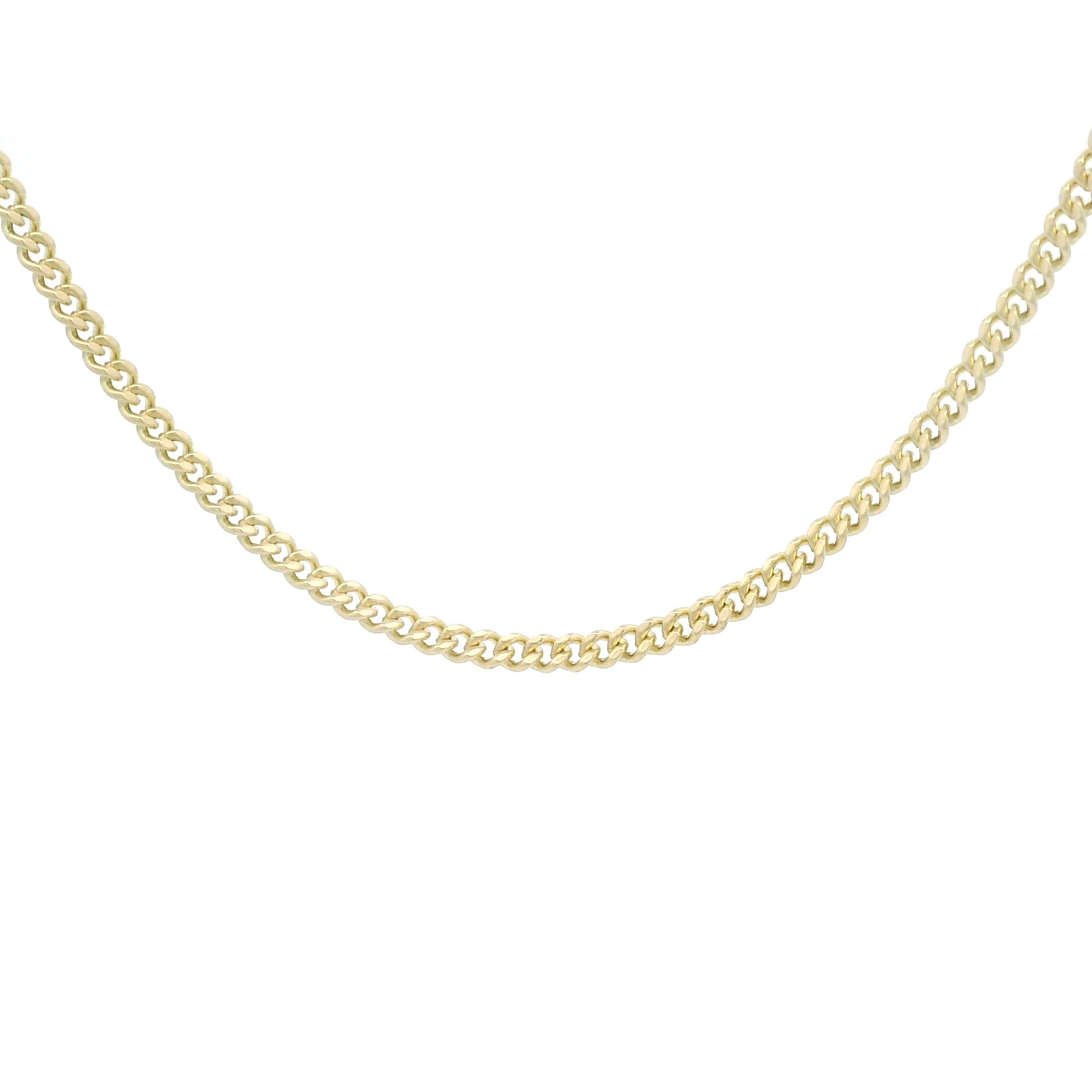 14k Yellow Gold Solid Cuban Fine Chain 1.5mm on white background
