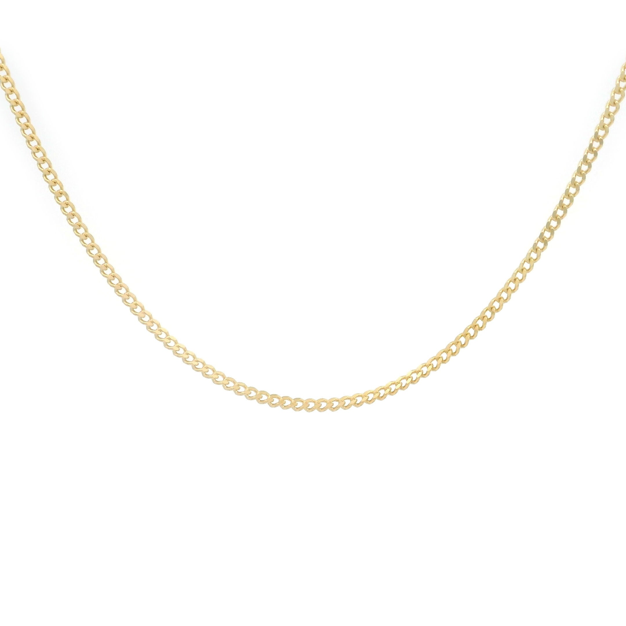 10k yellow gold solid cuban fine chain 1mm on white background
