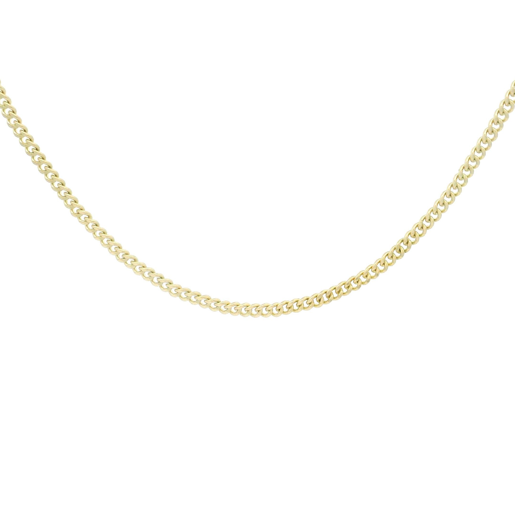 10k solid gold Cuban Link chain necklace 1mm on a white background