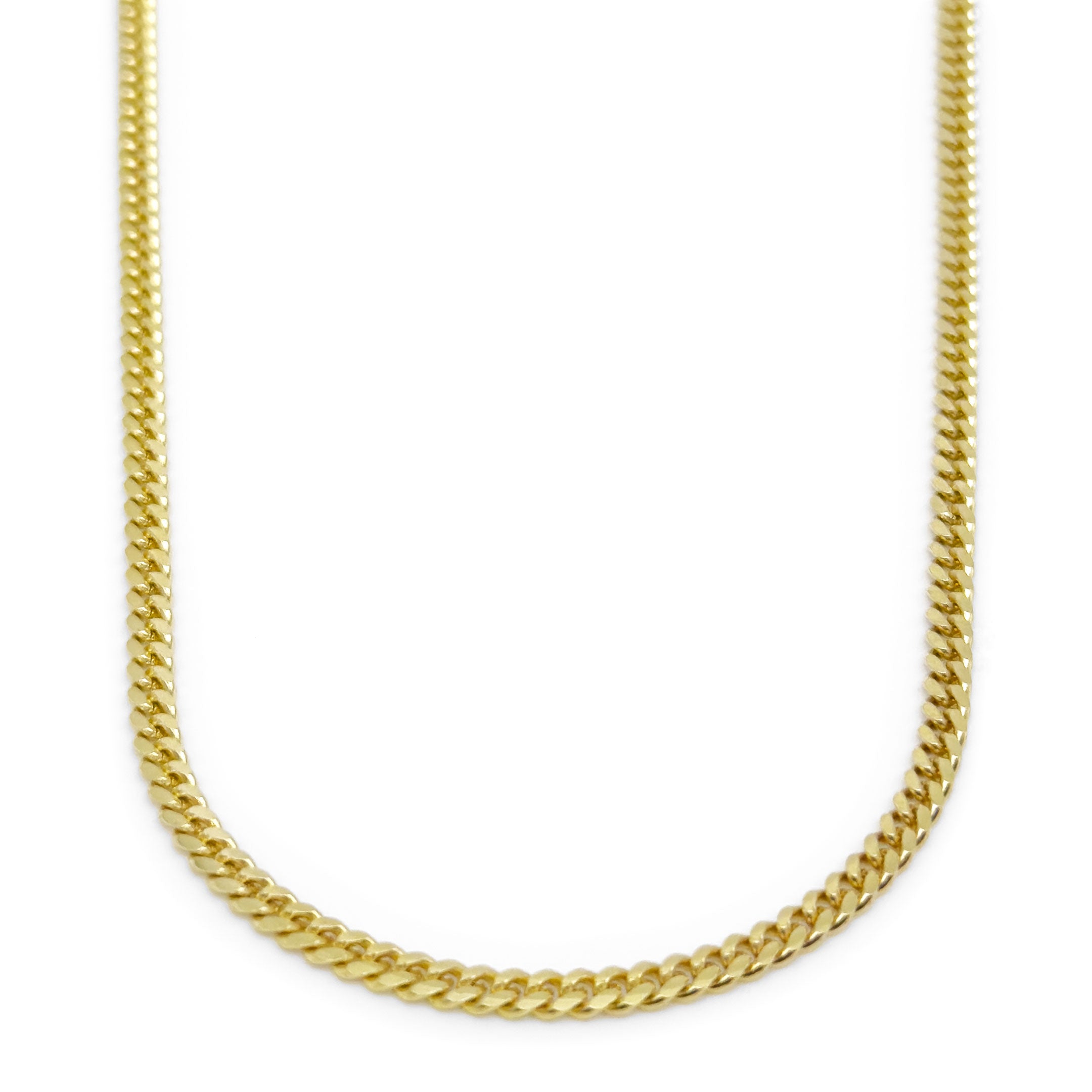 10k Yellow Gold Solid Cuban Chain 3mm on a white background