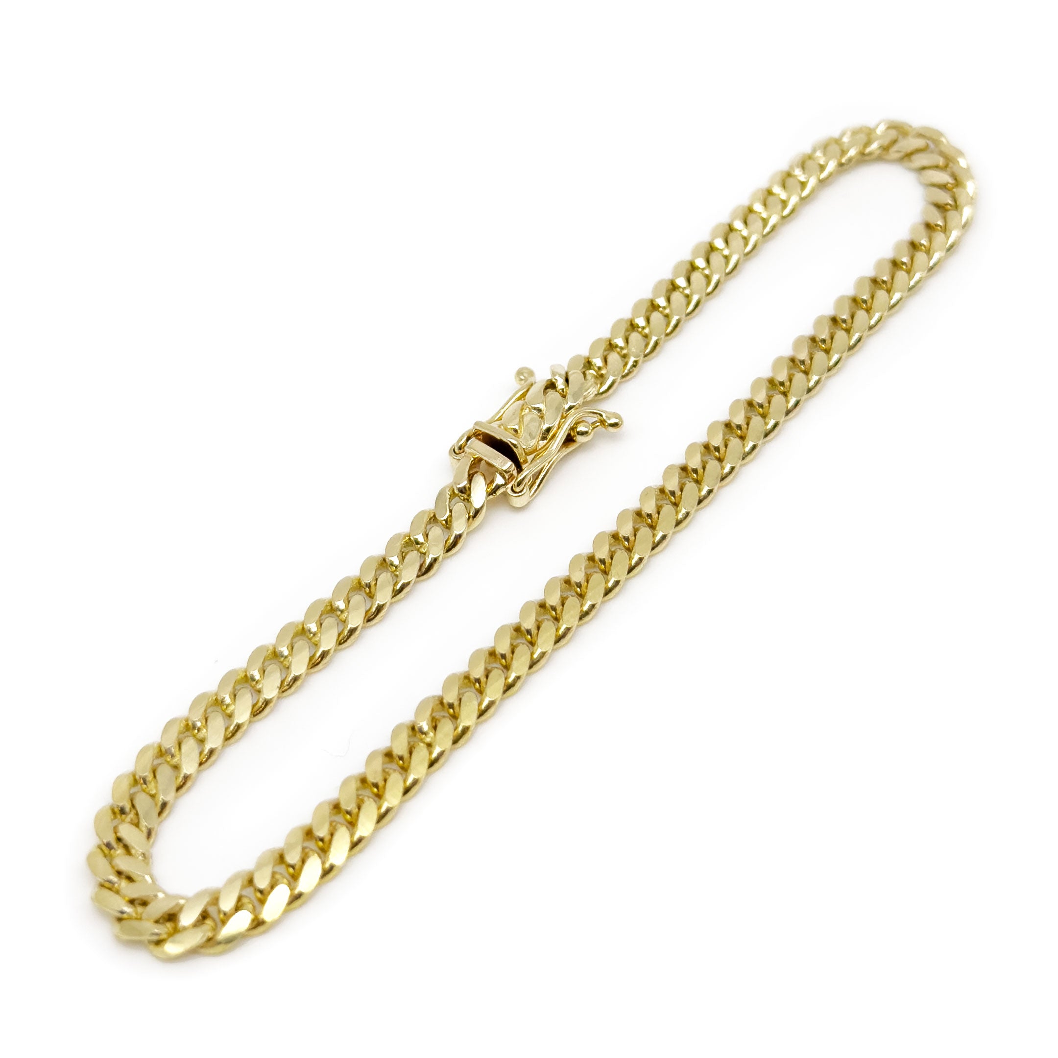 10k Solid Cuban Bracelet 4.25mm on a white background side angle