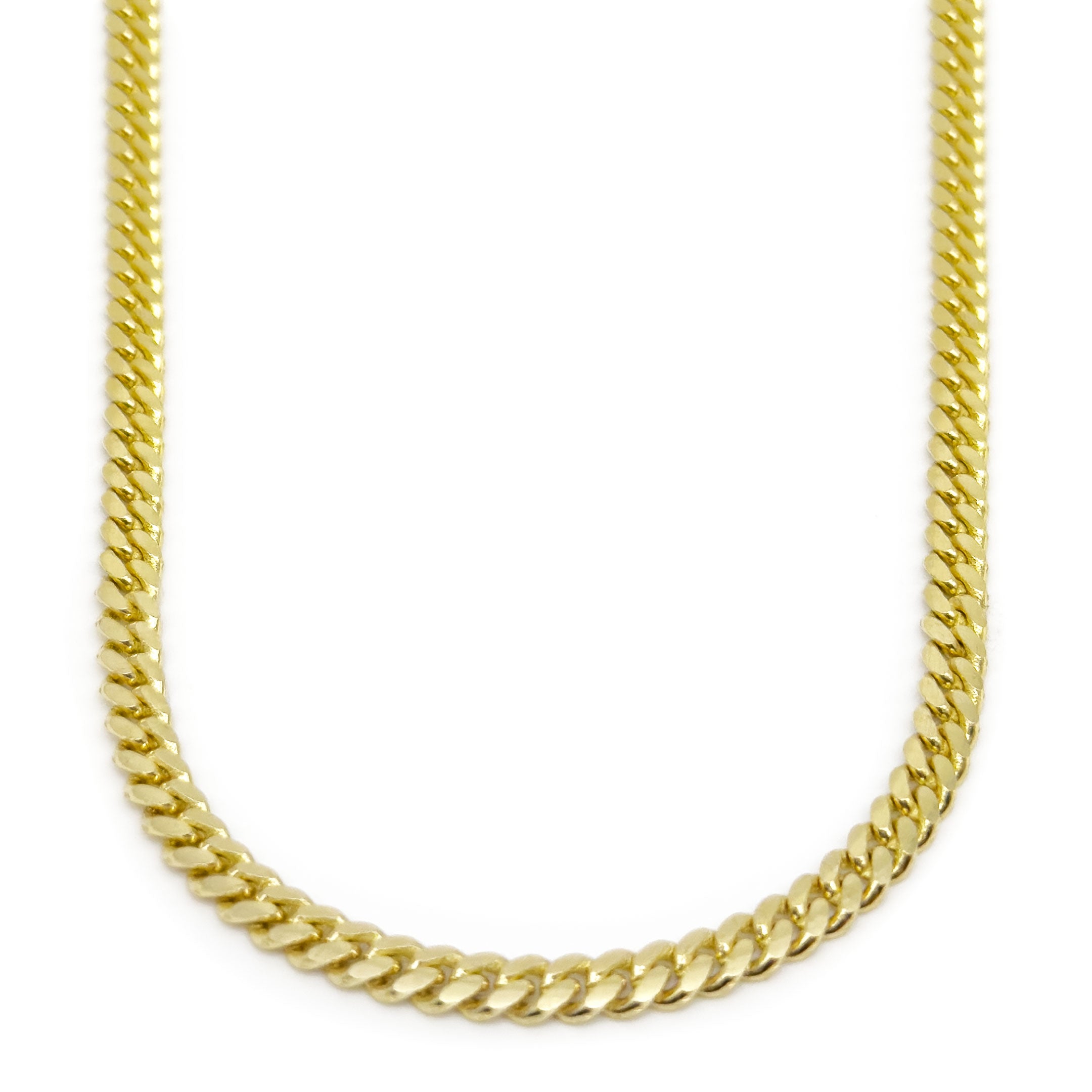 10k Yellow Gold Solid Cuban Chain 4.25mm on a white background