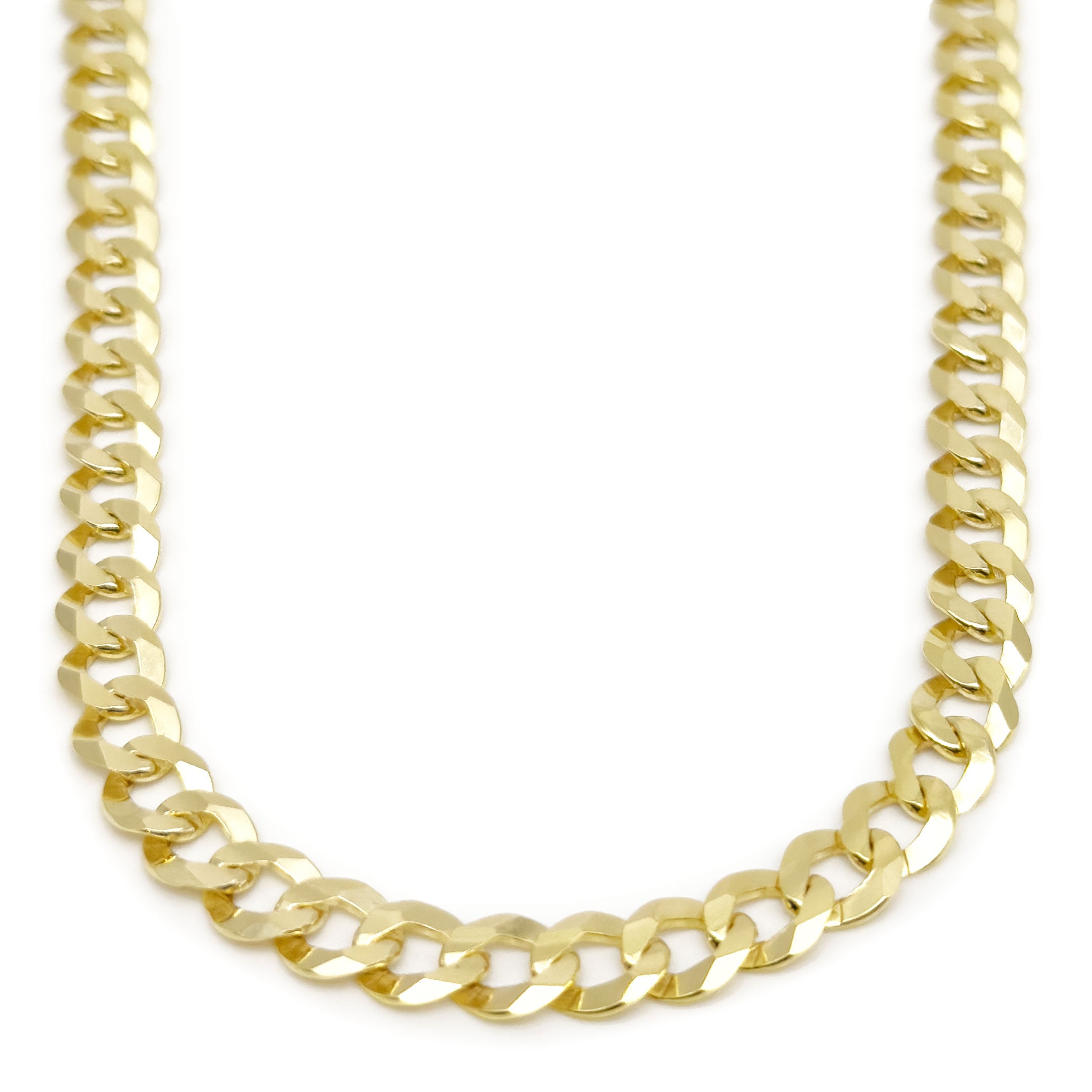 10k Yellow Gold Curb Cuban Chain 6.75mm - Solid on a white background