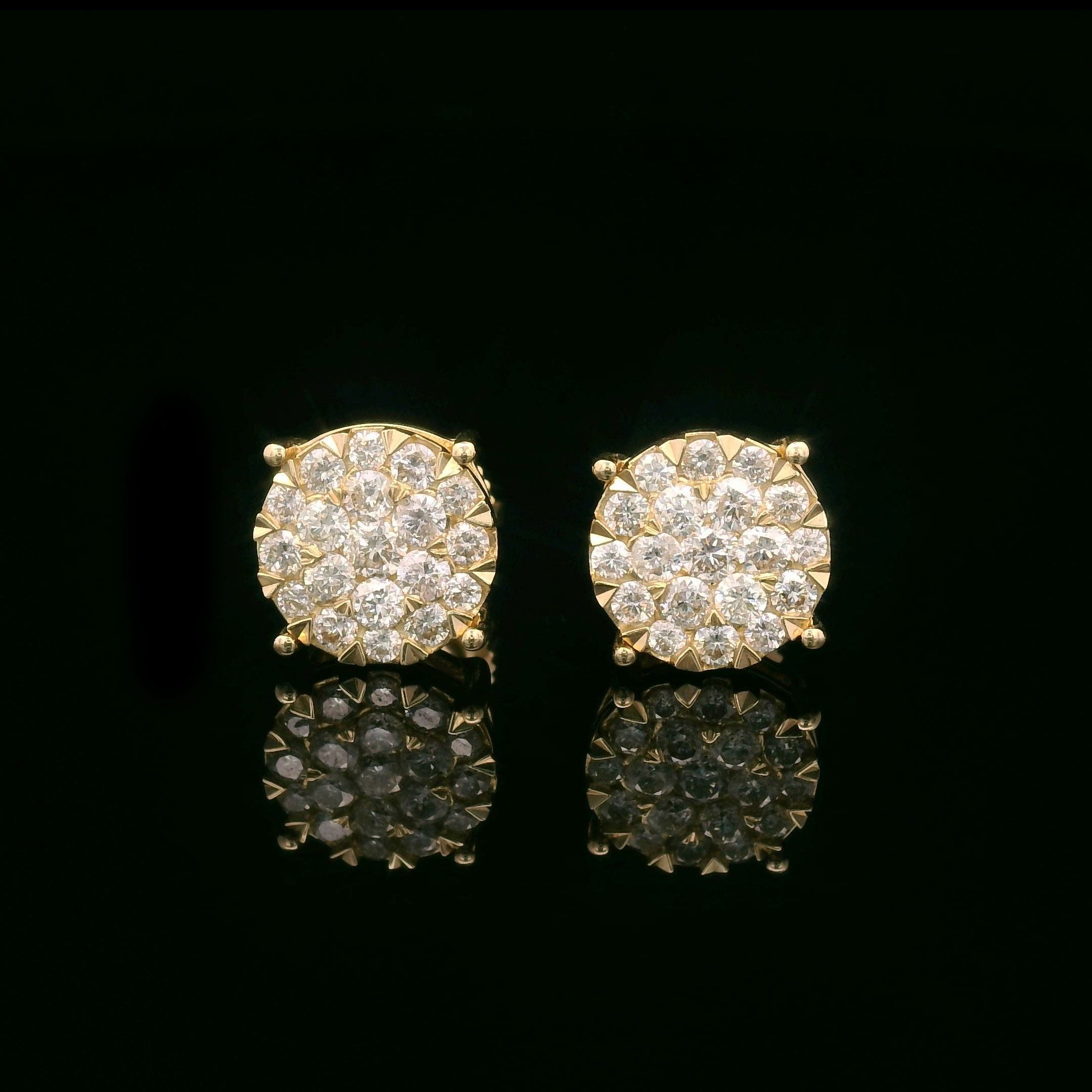 Round natural diamond studs in 14k yellow gold