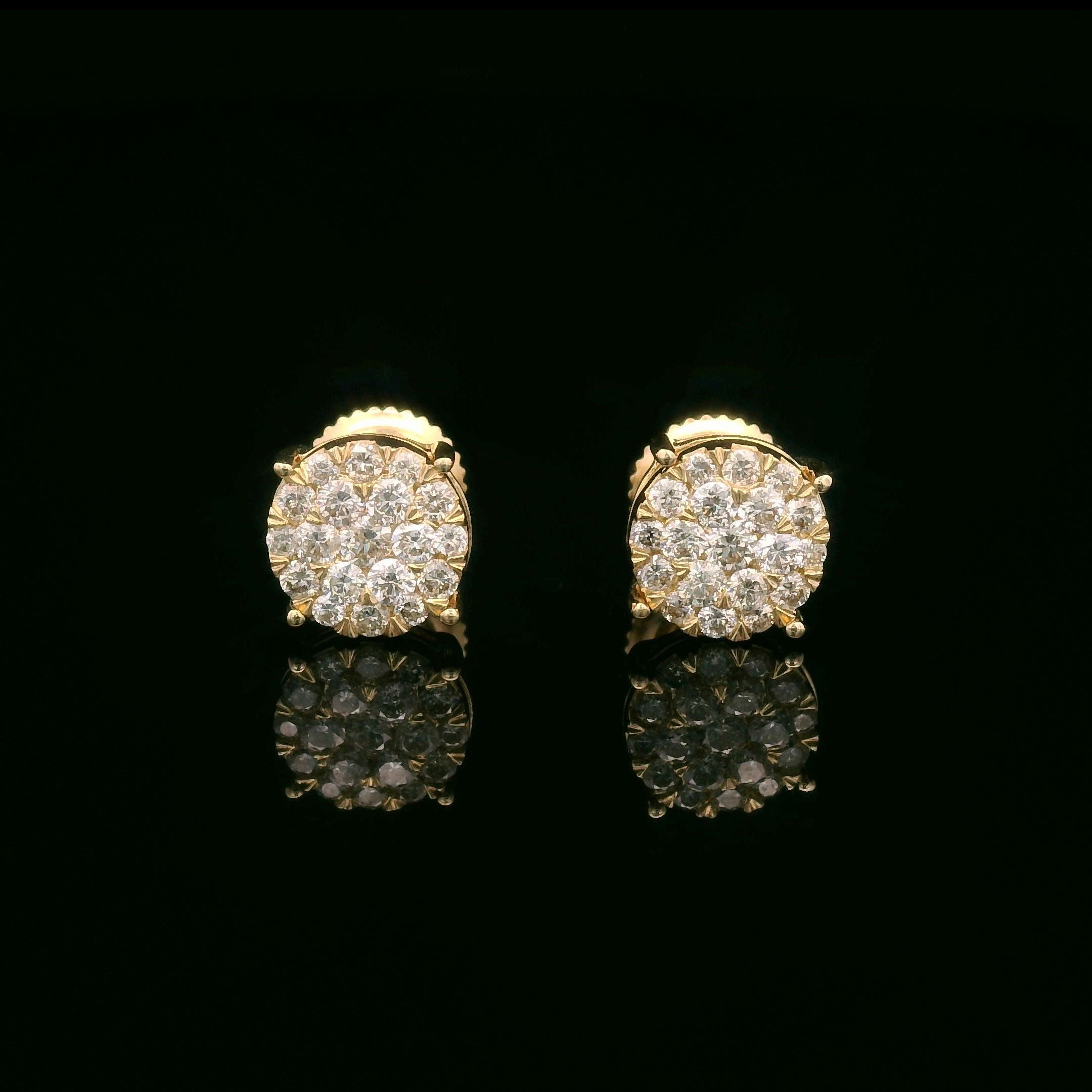 Round diamond earrings set in 14k yellow gold