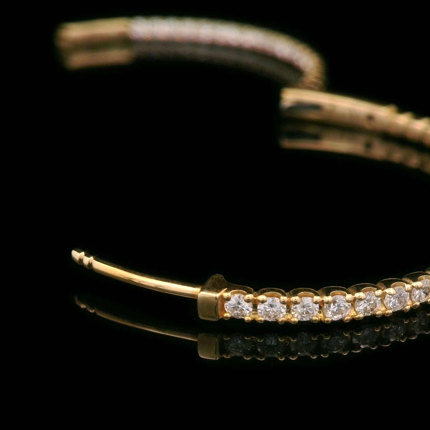 Diamond Hoop Earrings 14k Yellow Gold 2.25ctw Opened