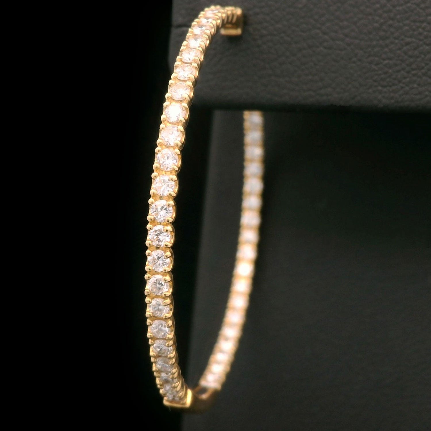 Diamond Hoop Earrings 14k Yellow Gold 2.25ctw Zoomed In