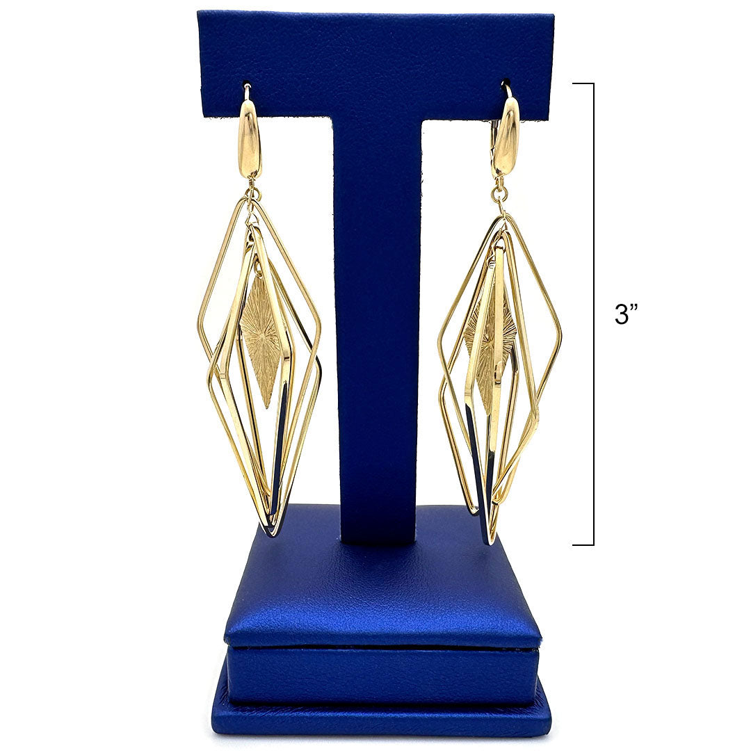 14k Fancy Multi-Diamond Shape Dangle Earrings