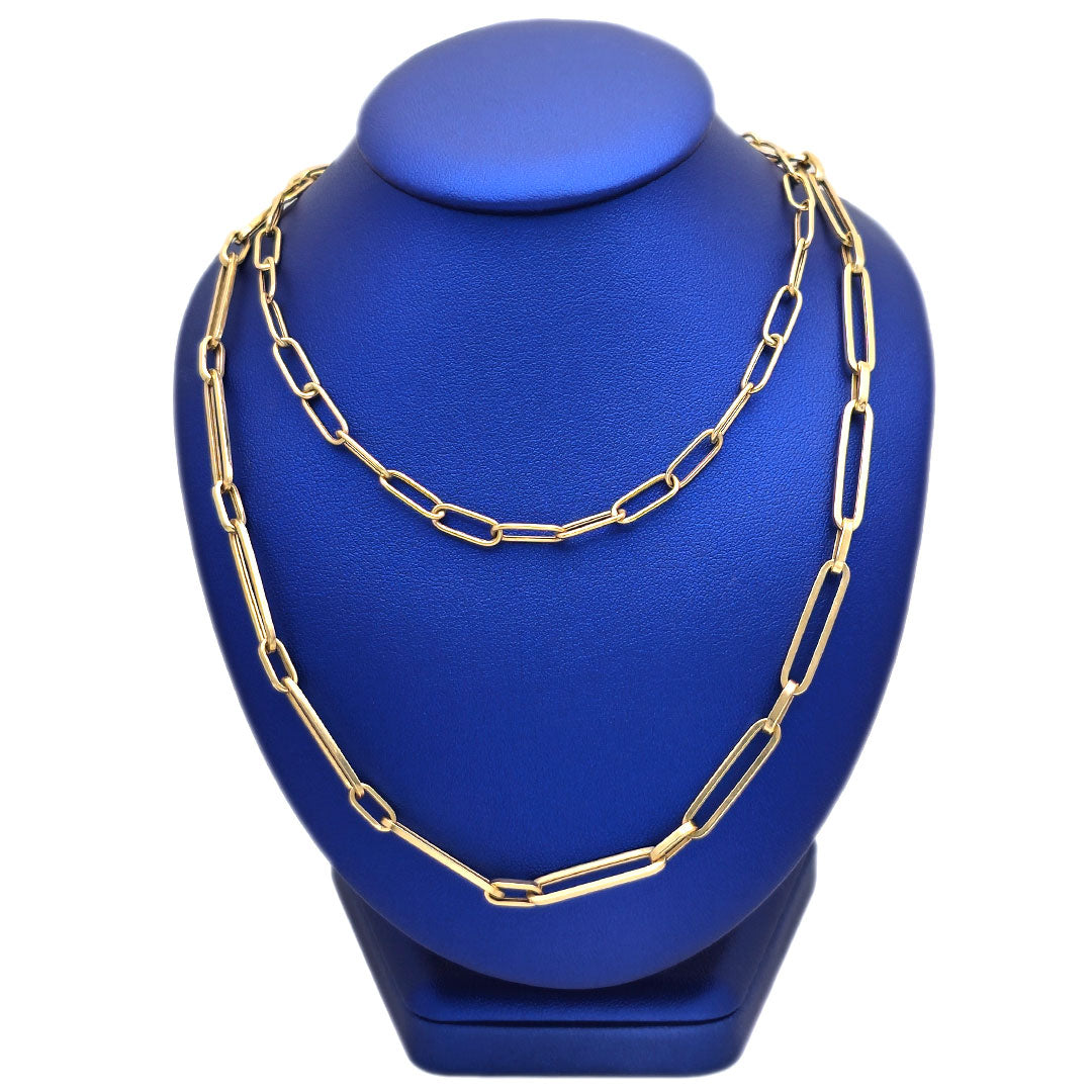 14k Double Layered Cable Paper Clip Necklace